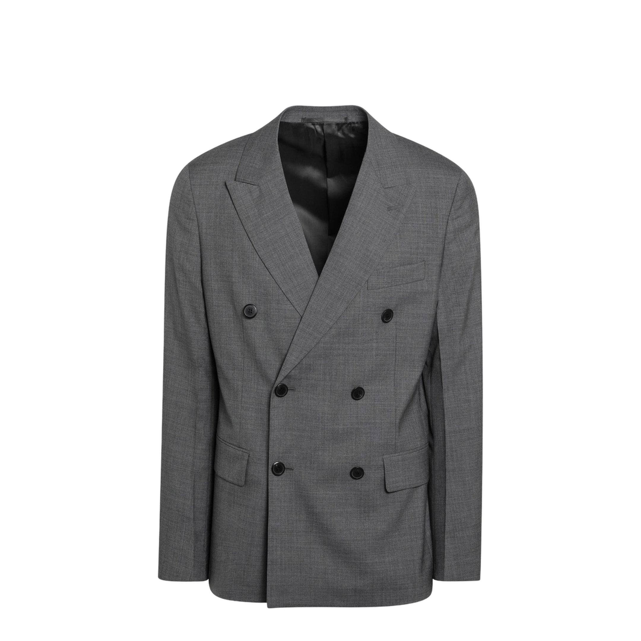 Grey Double-Breasted Wool Jacket