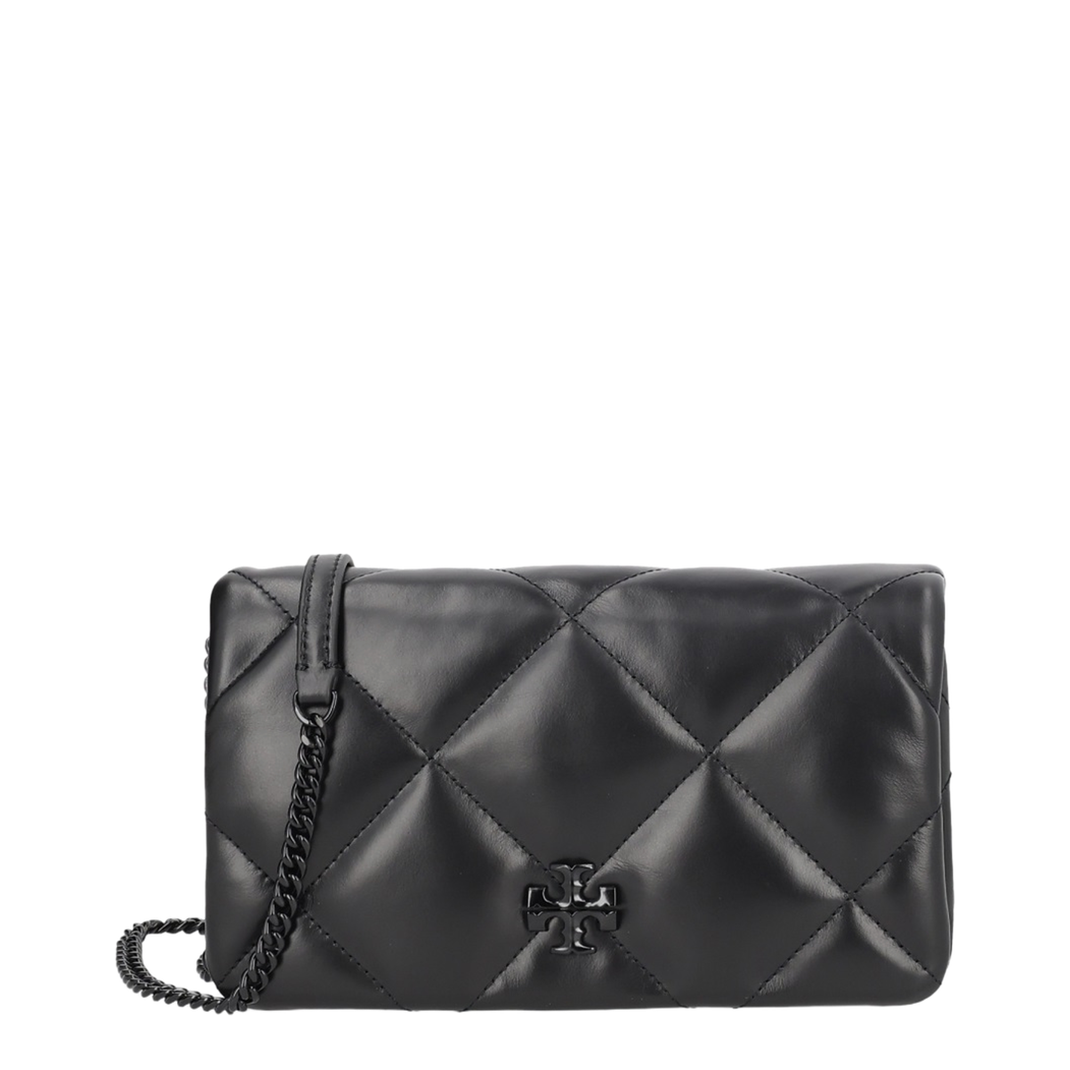 Black Kira Diamond Quilt Wallet on Chain