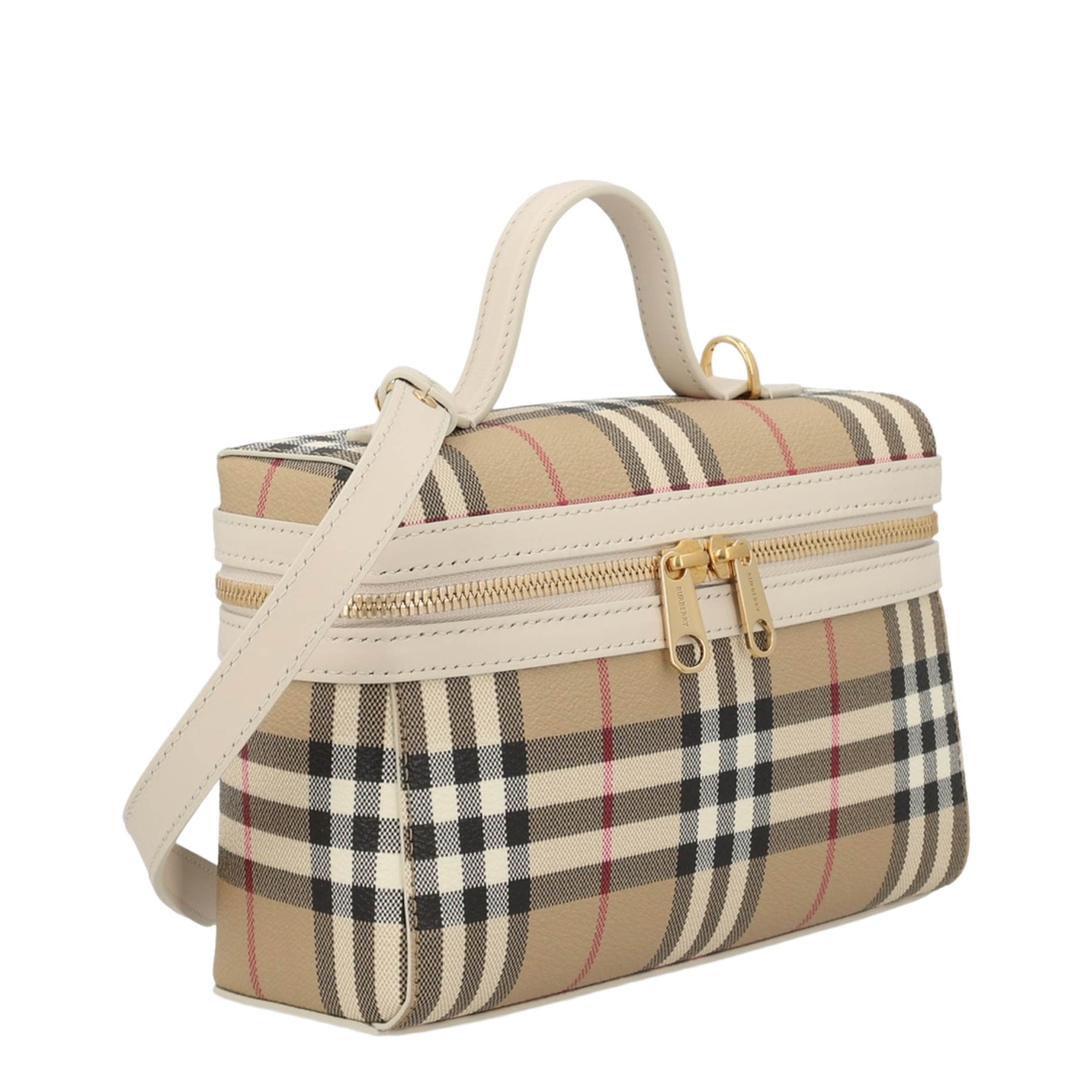 Check Coated PU Vanity Bag - Archive beige/soap beige