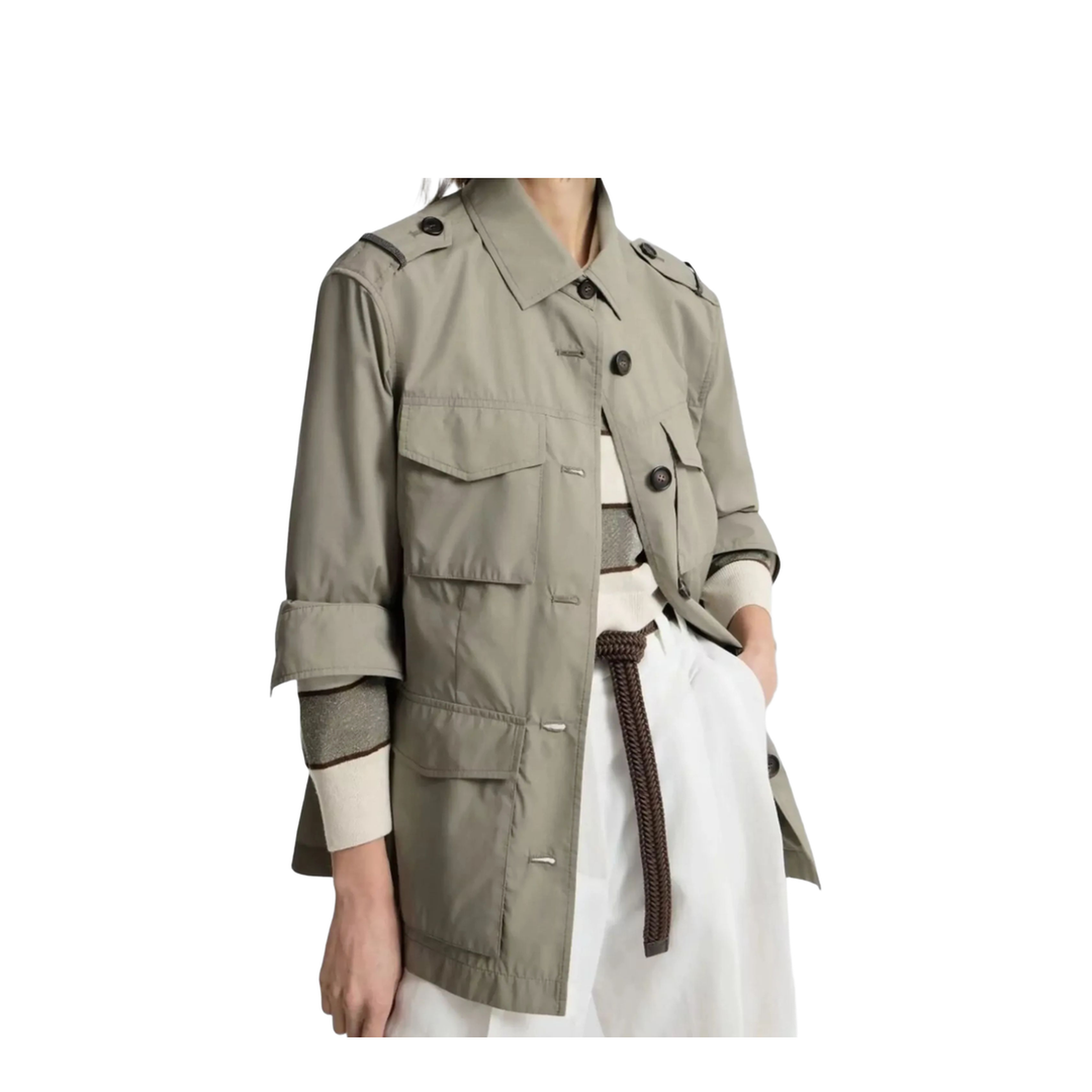Lightweight Techno Cotton Jacket - Khaki
