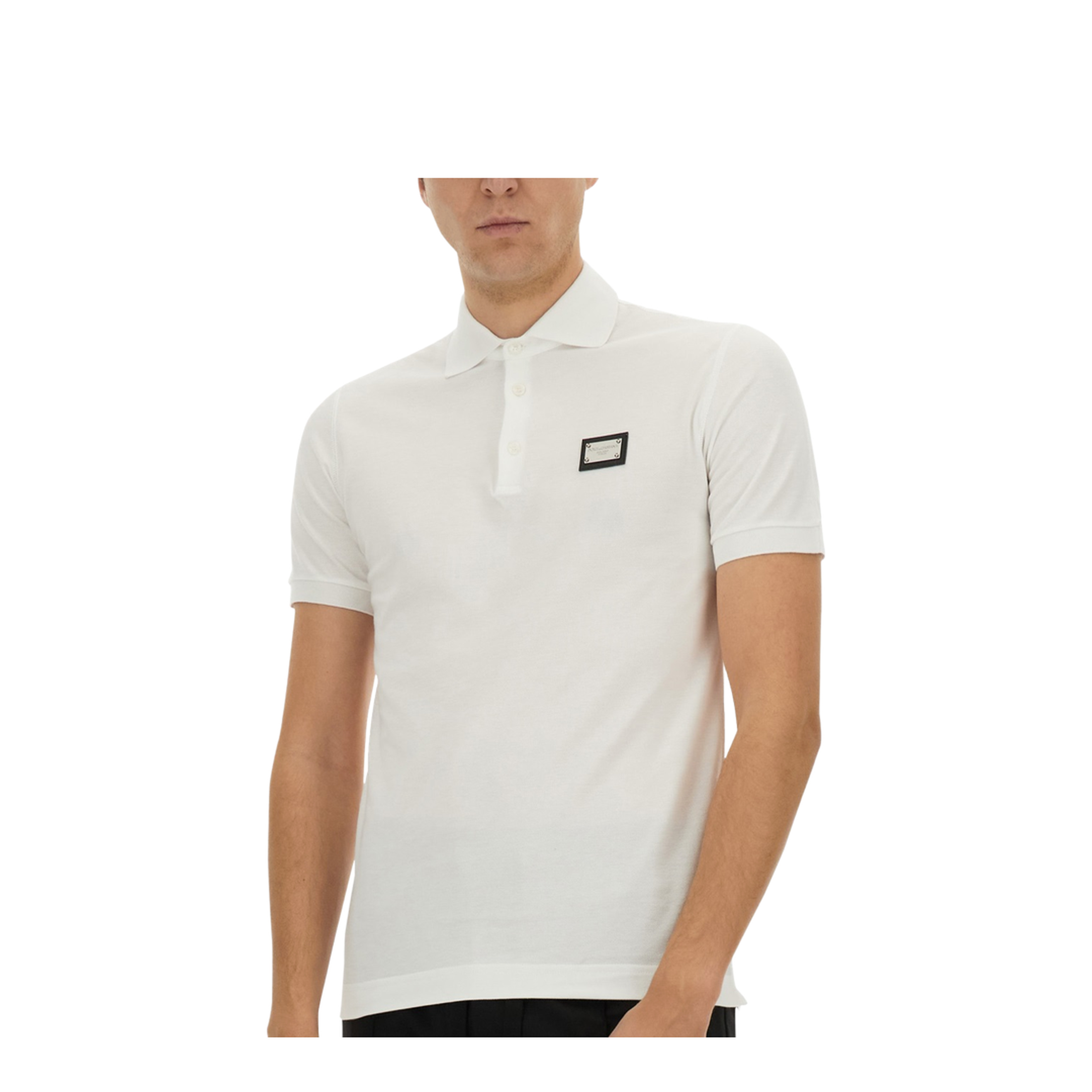 Cotton Piqué Polo Shirt with Branded Tag