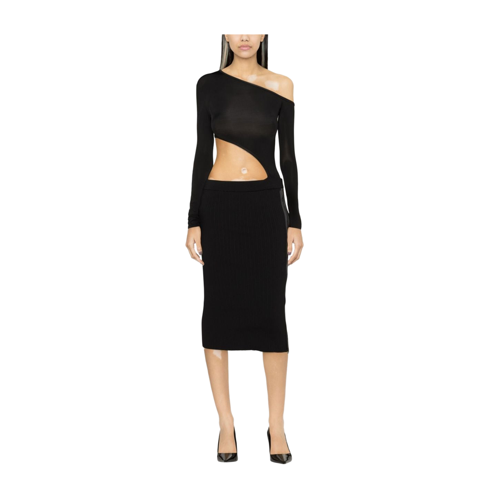 Ribbed Silk-Blend Pencil Skirt