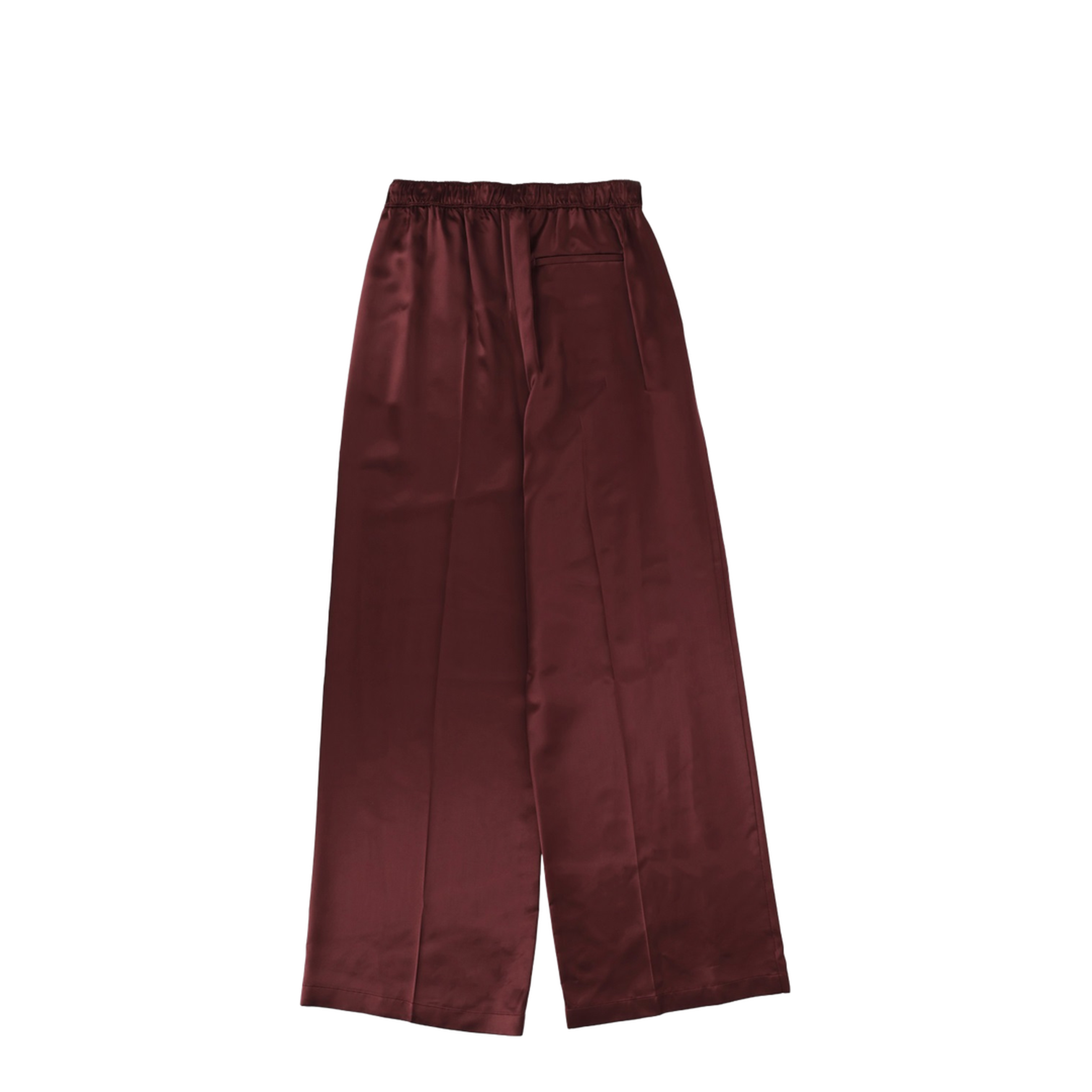 Burgundy Satin Wide-Leg Pants