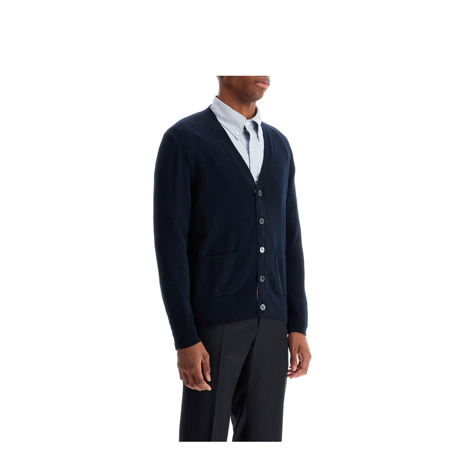 4-Bar Cotton Cardigan