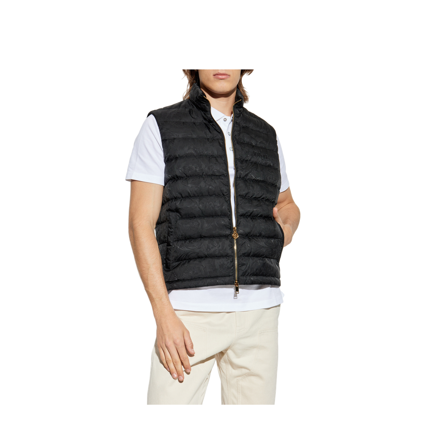 Down Vest with a Stand-Up Collar