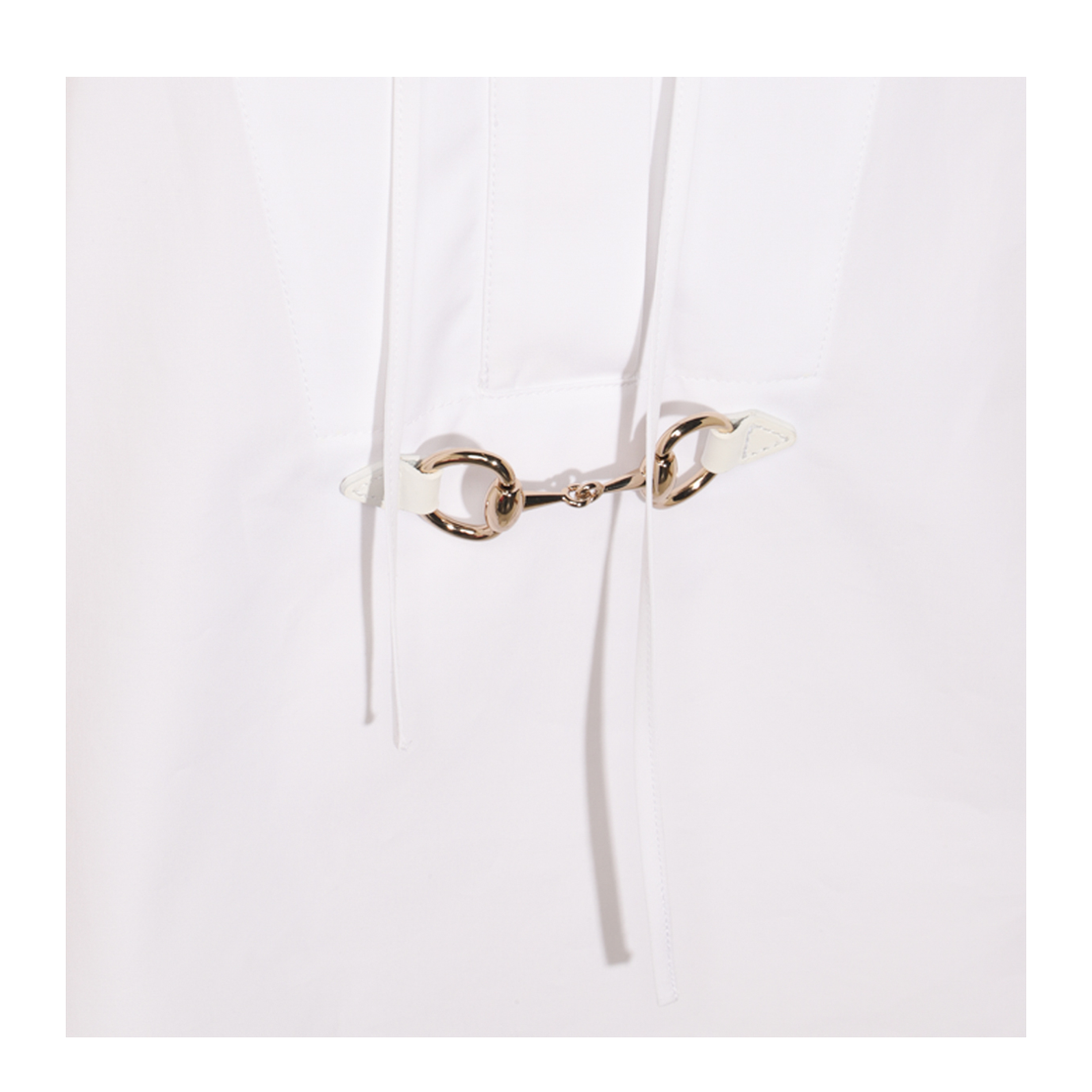 Cotton Poplin Shirt with Horsebit in White