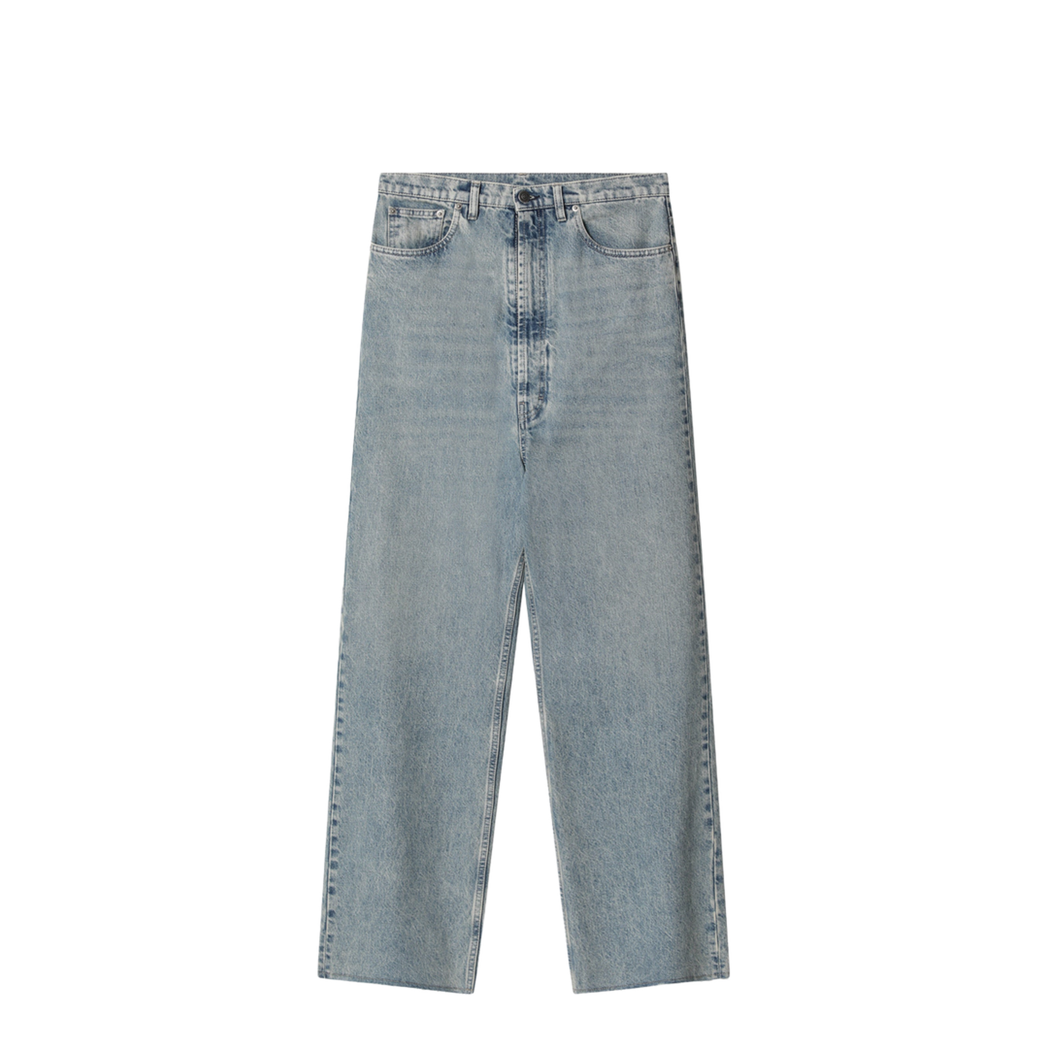 Wide-Leg Jeans In Cotton In Ice Blue