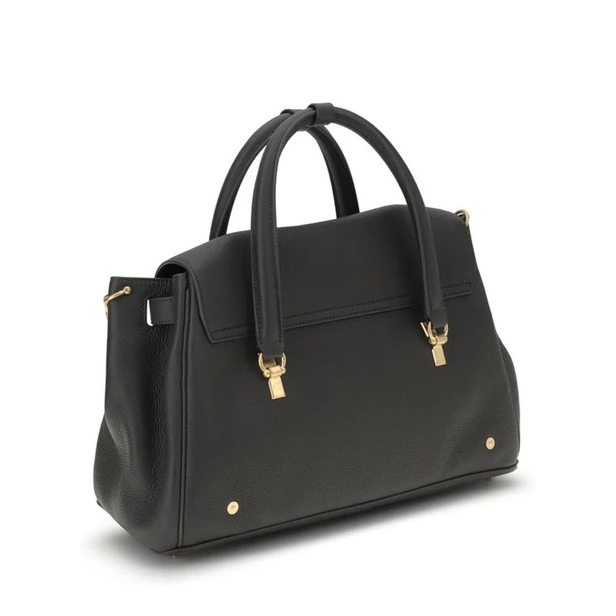 Leather Chain Strap Shoulder Bag Black