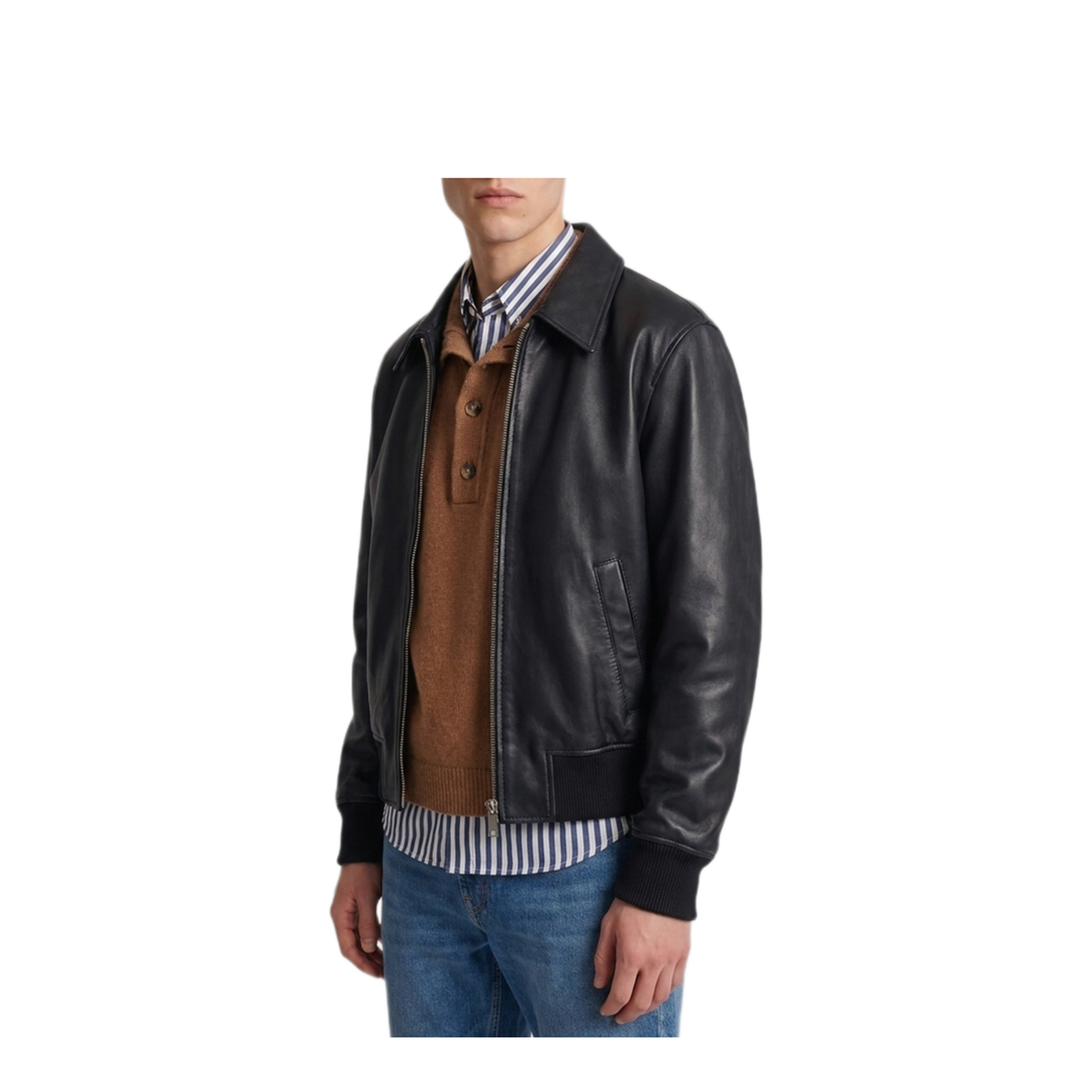 MAYFEYR - Ami Paris - Black Lambskin Leather Zip-Up Jacket - HJK850LH0068001