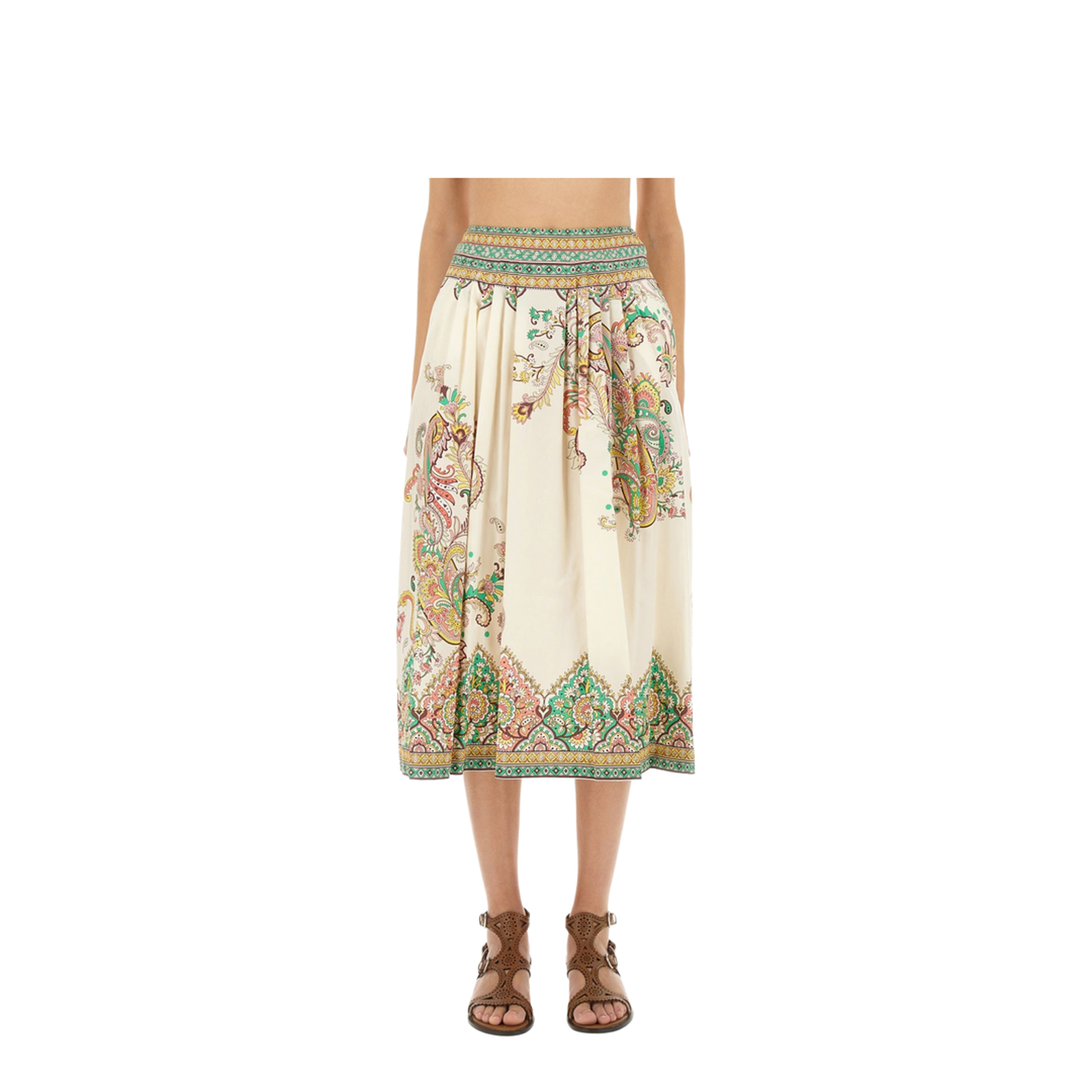 Paisley Floral Print Midi Skirts