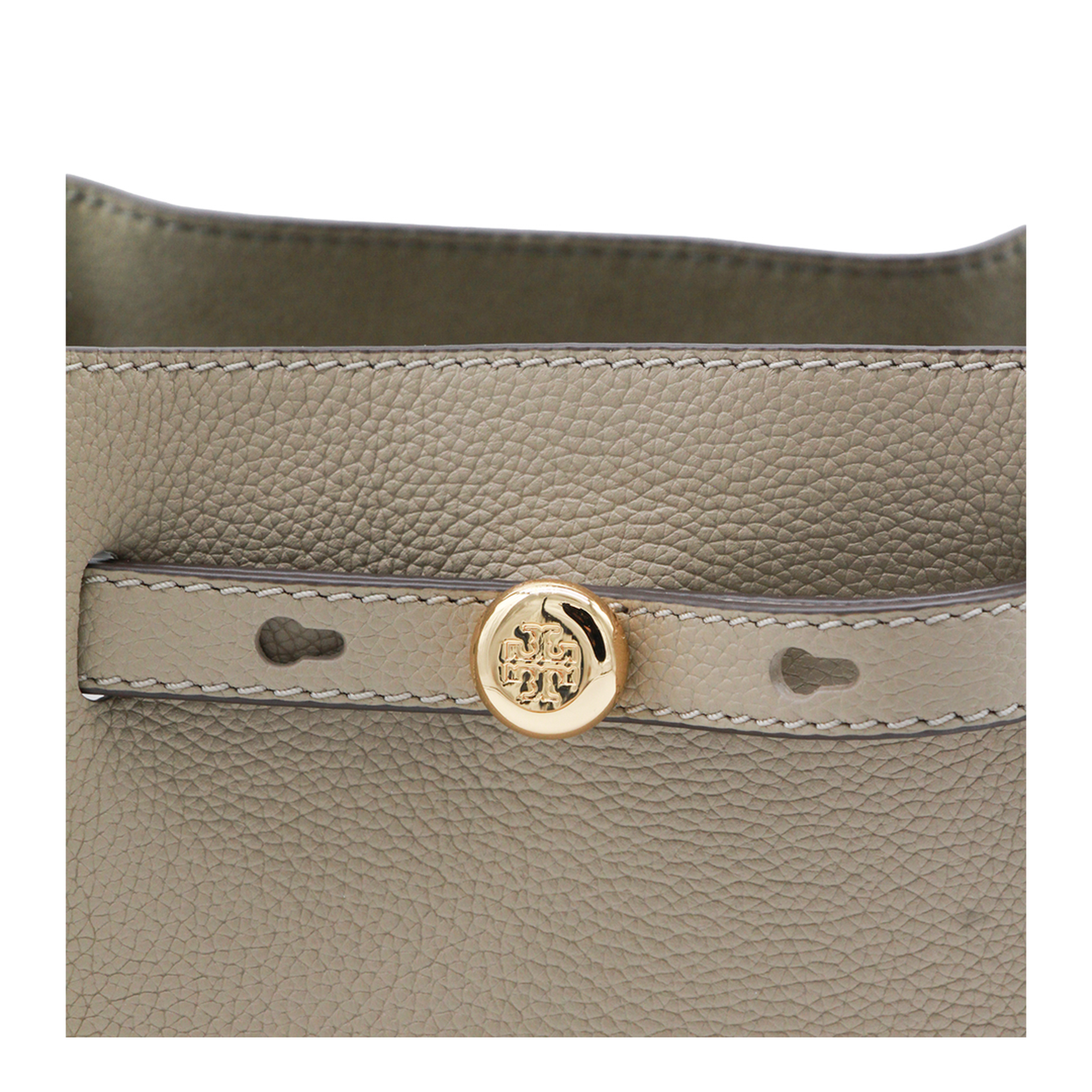 Romy Medium Pebbled Leather Bucket Bag - Soft Cement