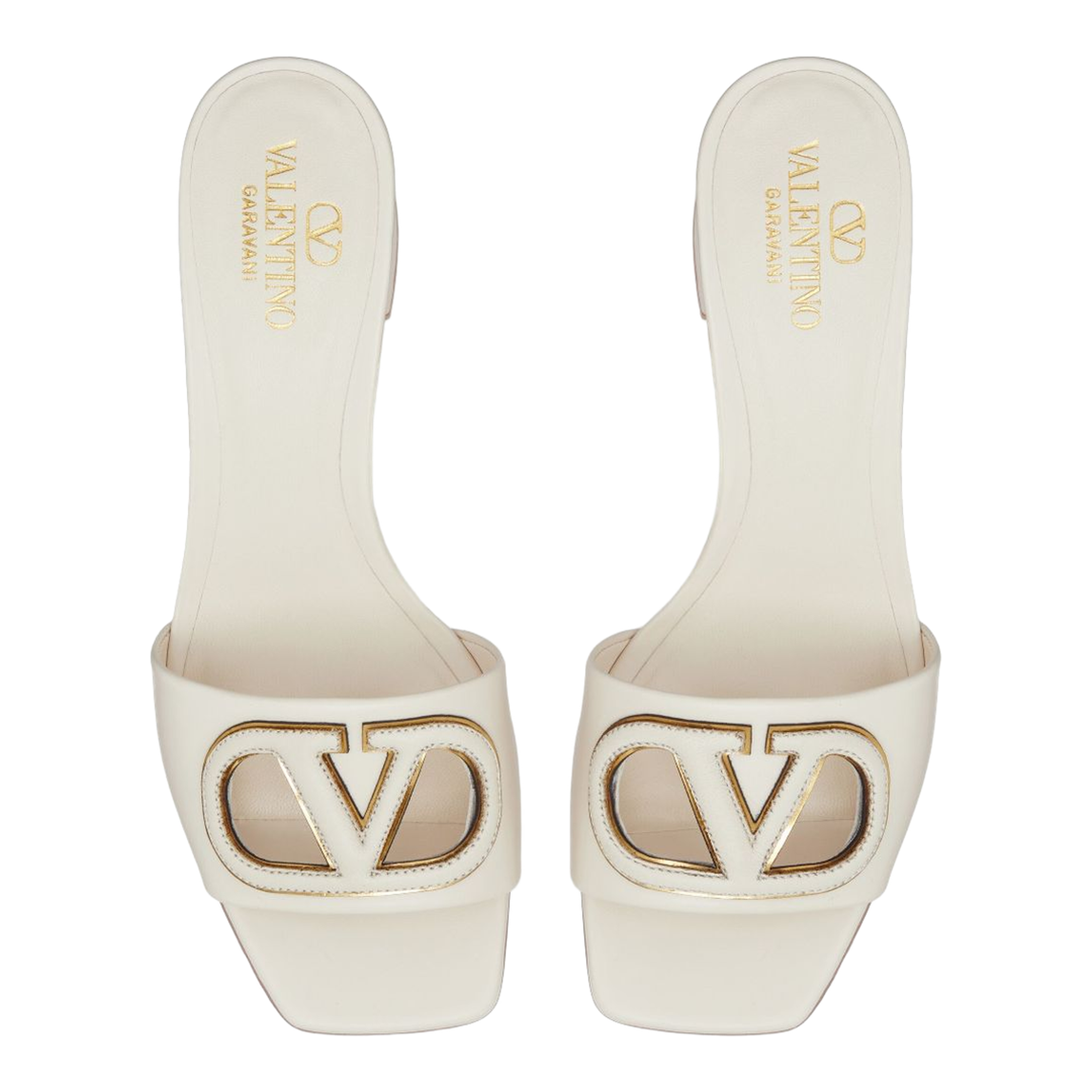 VLogo Cut-Out Leather Mules