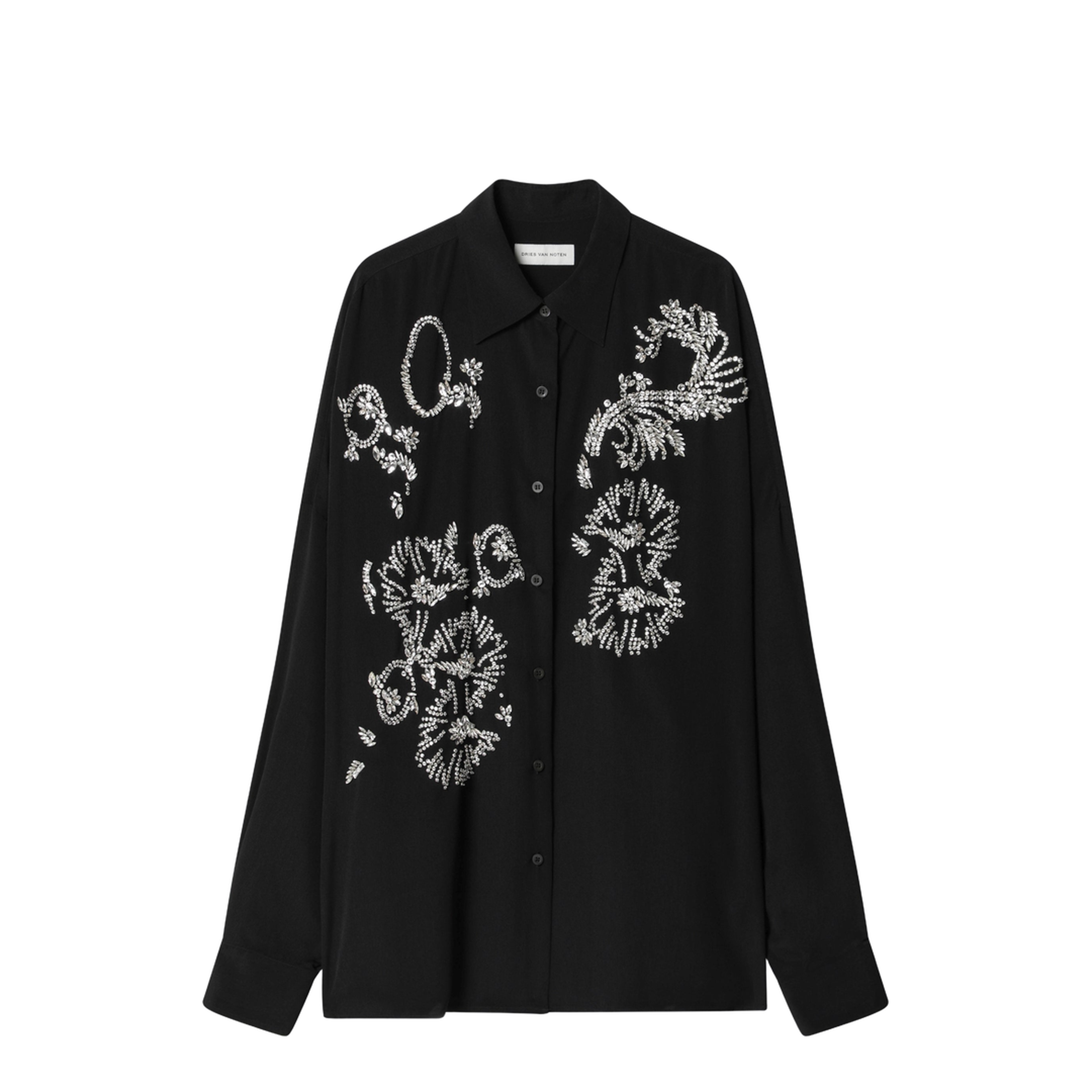 Black Shirt With Sequin Embroidery