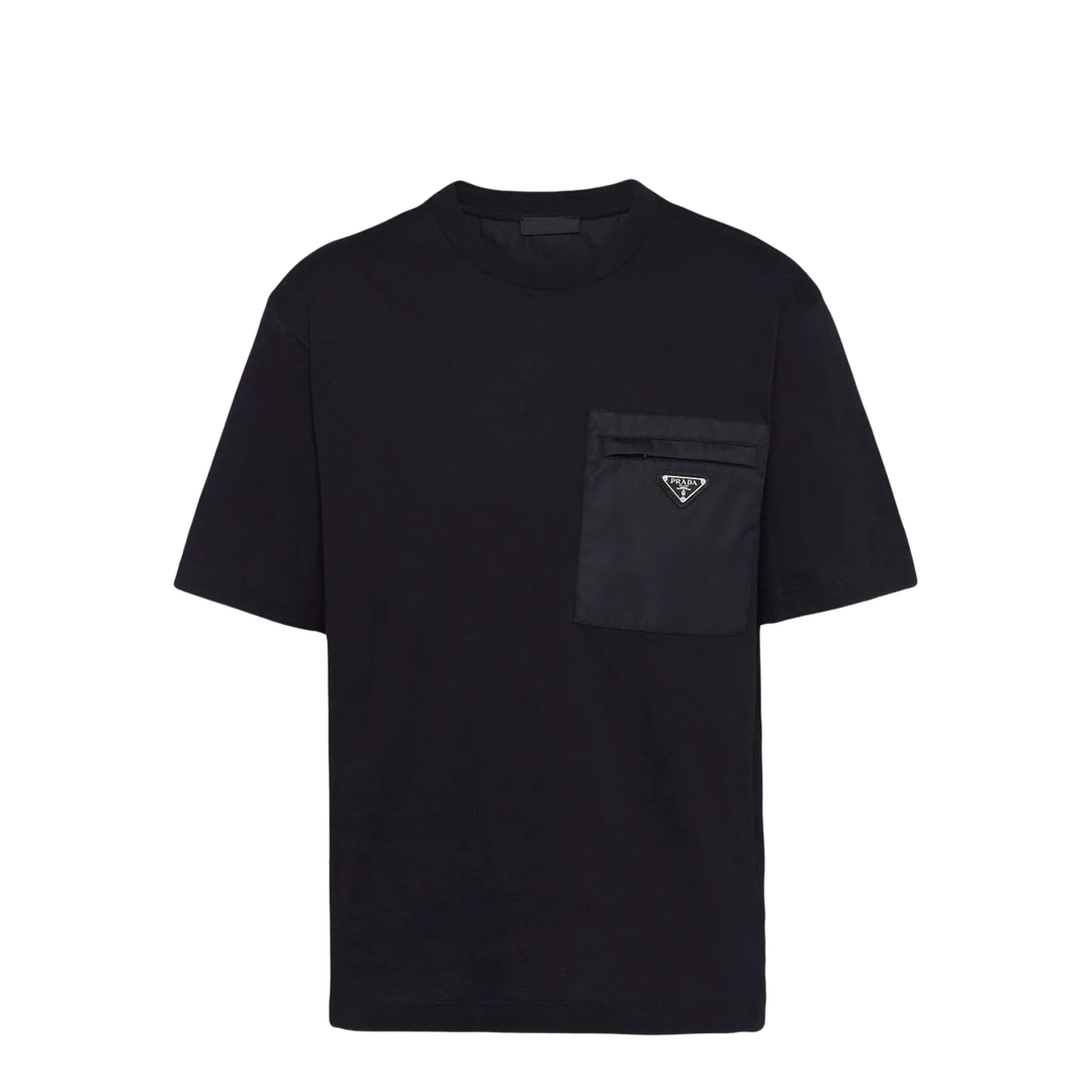 Black Cotton and Re-Nylon T-Shirt