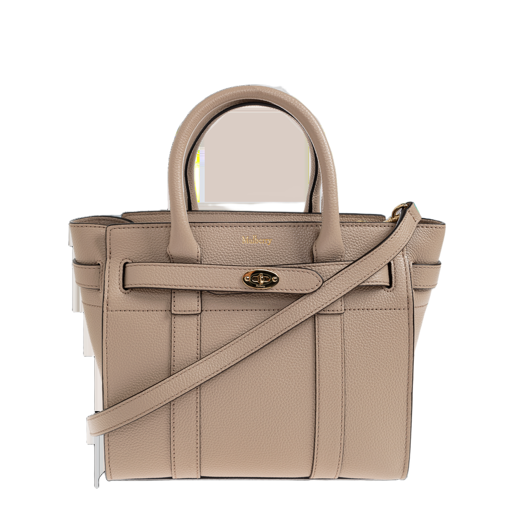 Mini Zipped Bayswater Small Calfskin Top-Handle Bag - Cashmere Taupe