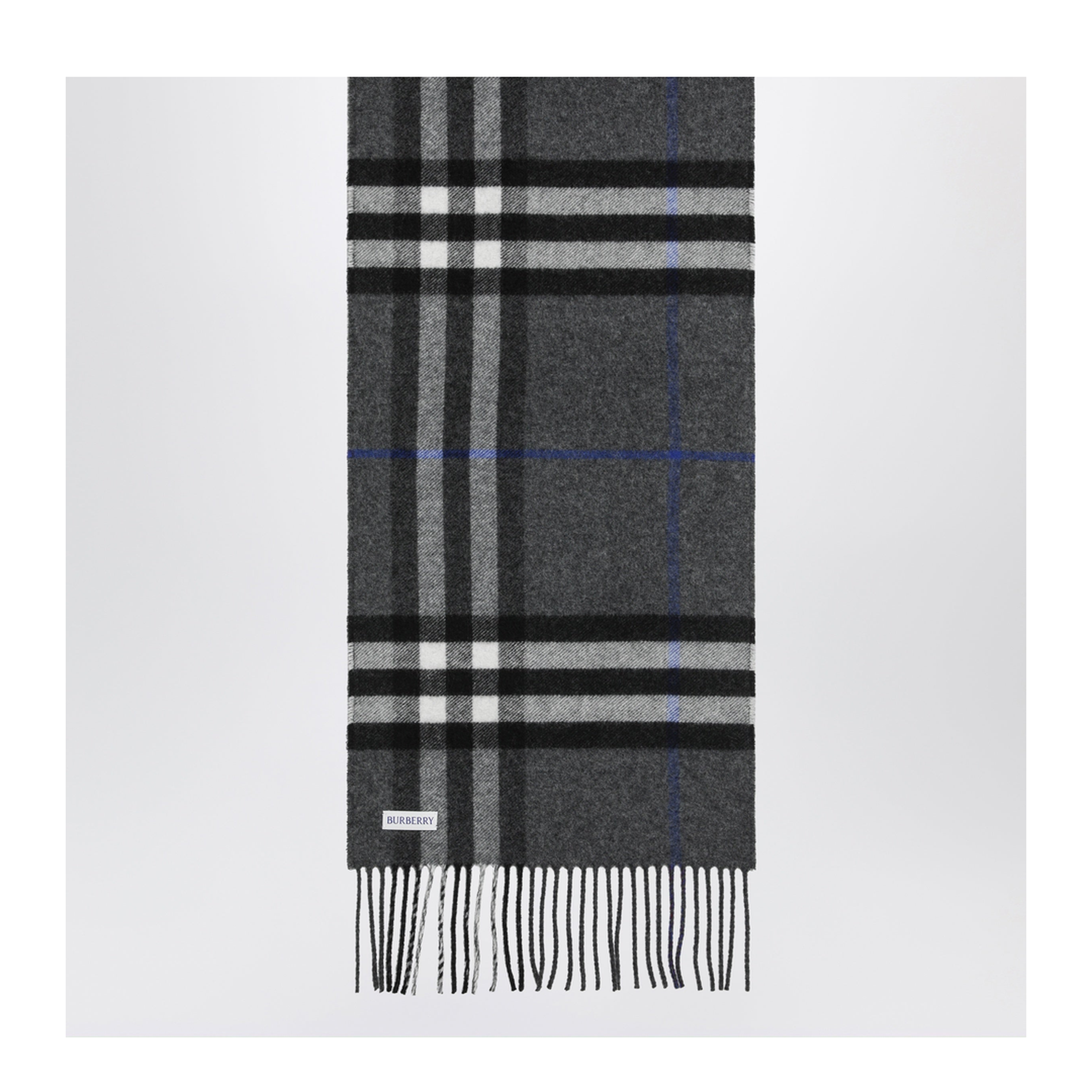 Reversible Check Cashmere Scarf In Grey