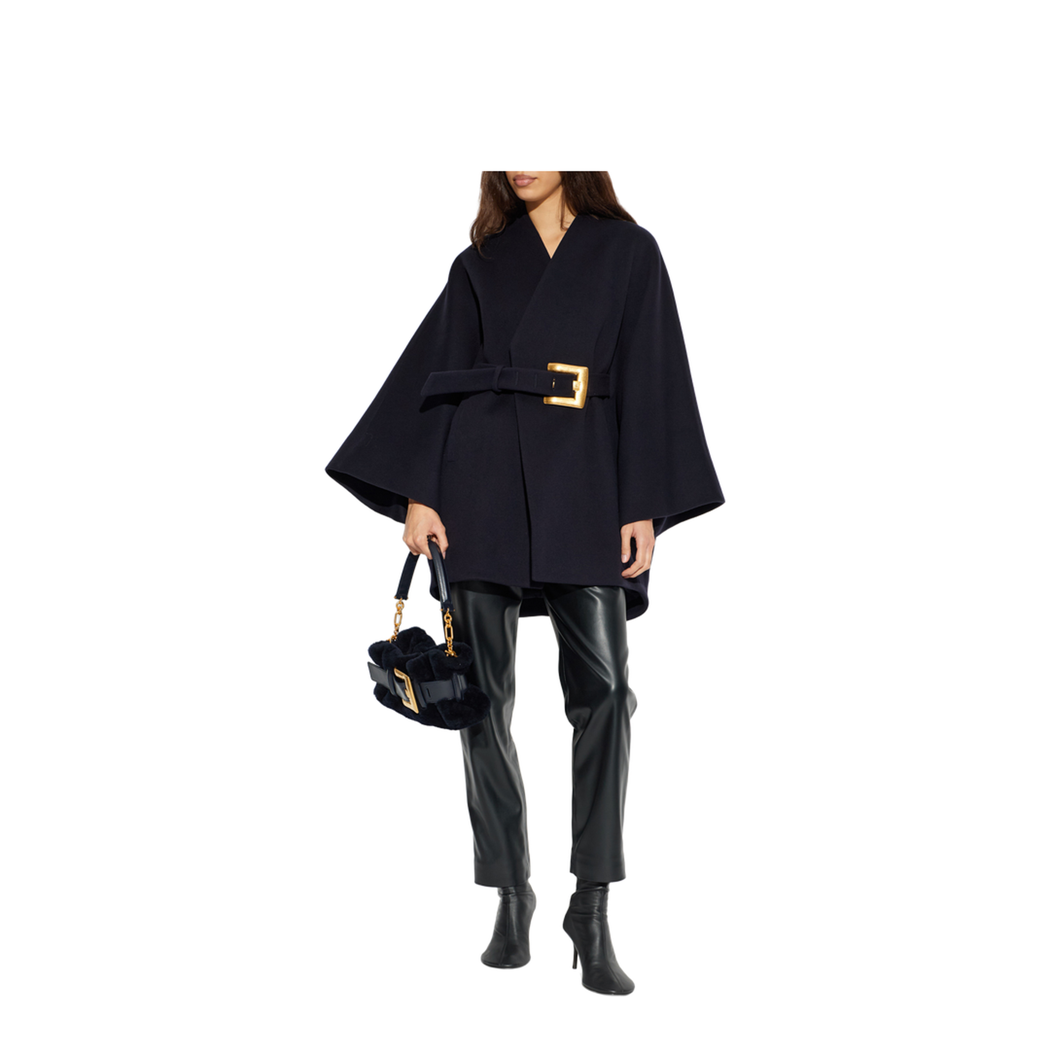 High-waisted Faux Leather Trousers Black