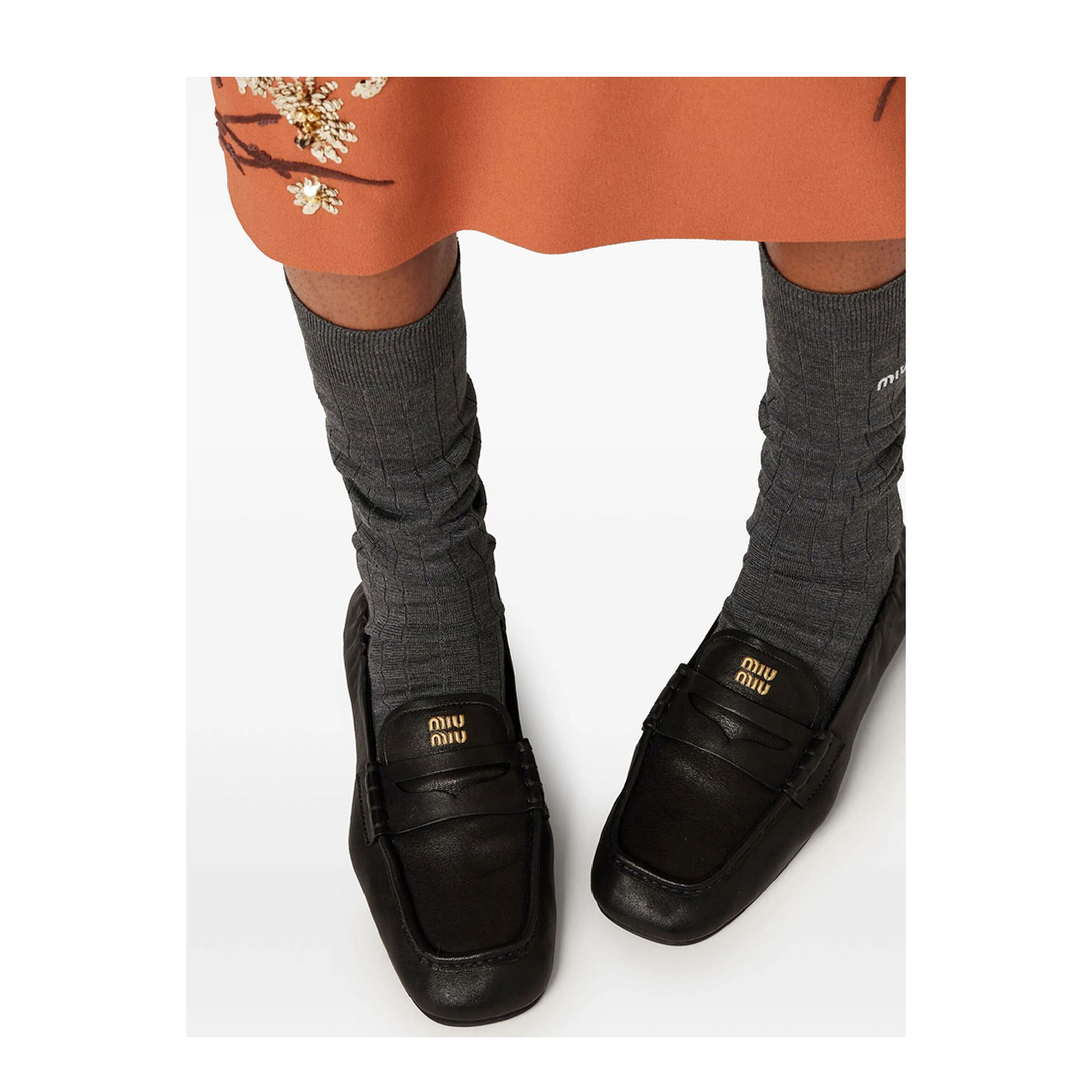 MAYFEYR - MIUMIU - Ruches Nappa Leather Loafers - 5D341EFD005EFX