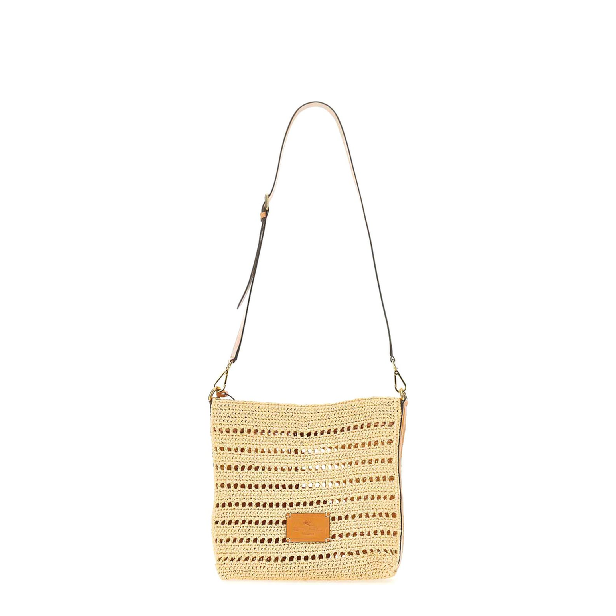 Perforated Raffia Shoulder Bag