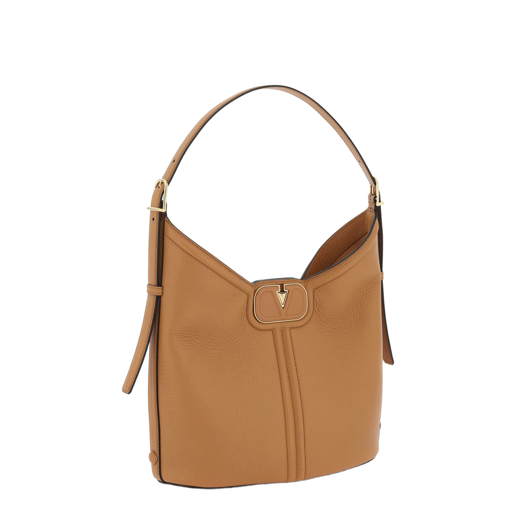 Camel Leather Vlogo Handbag
