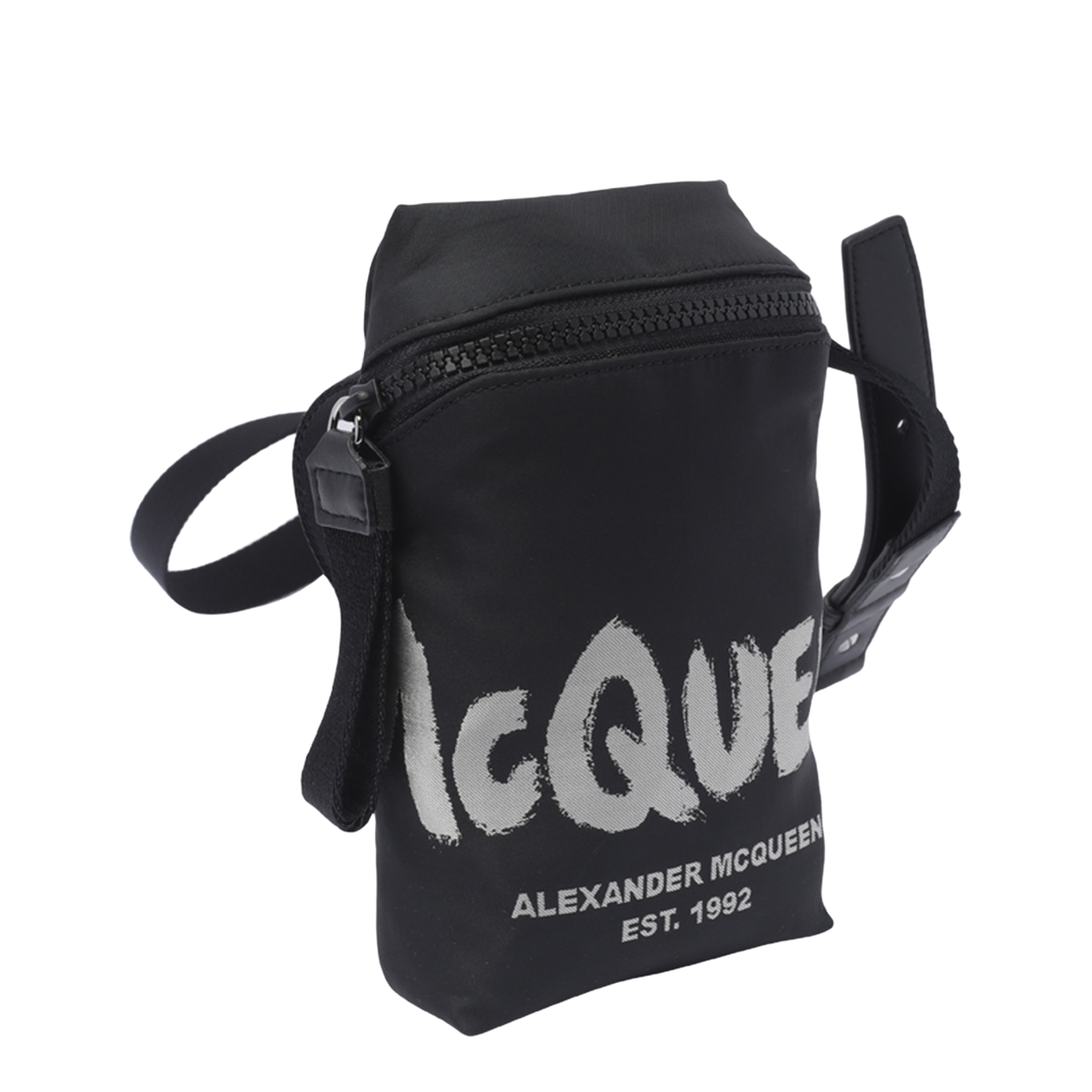 Black Fabric Graffiti Crossbody Bag