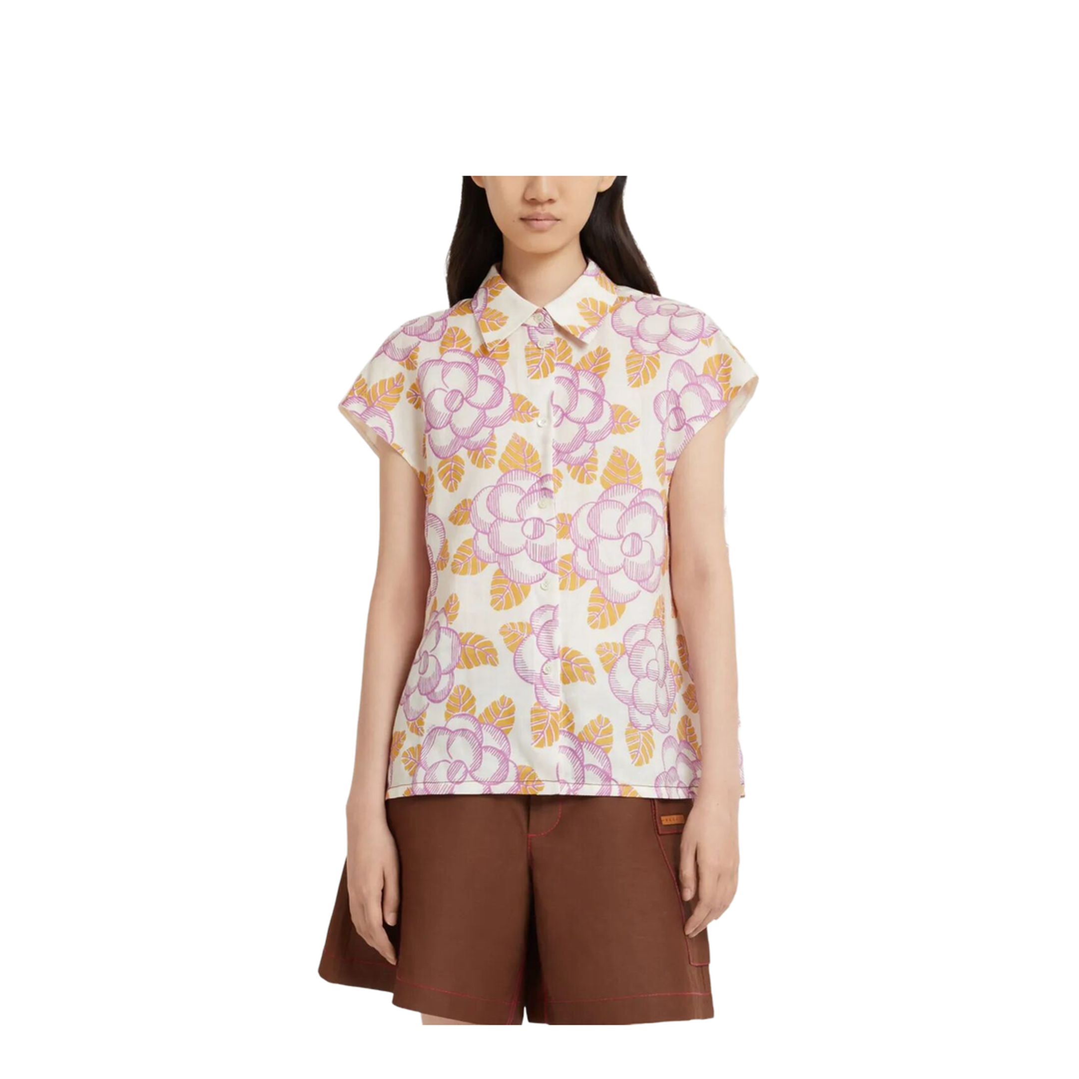 MAYFEYR - Marni - Floral Cap-Sleeved Shirt - CAMA0675S0UTR028