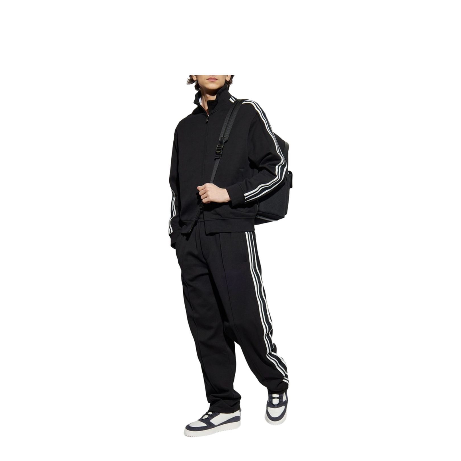 Full-zip Sweatshirt in Jersey with Logo Bands