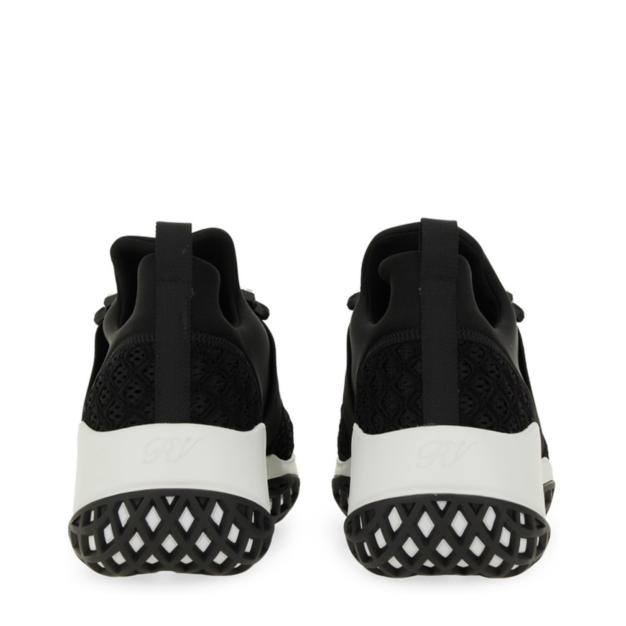 Black and White Leather Embellished Slip-On Sneakers