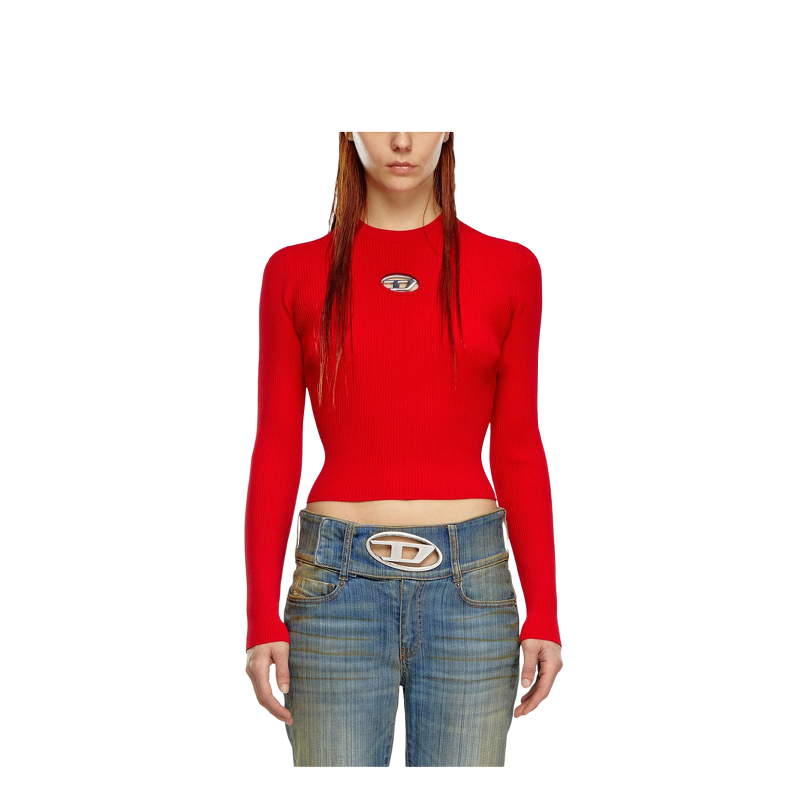 Rib-knit Viscose-blend Top with Oval D