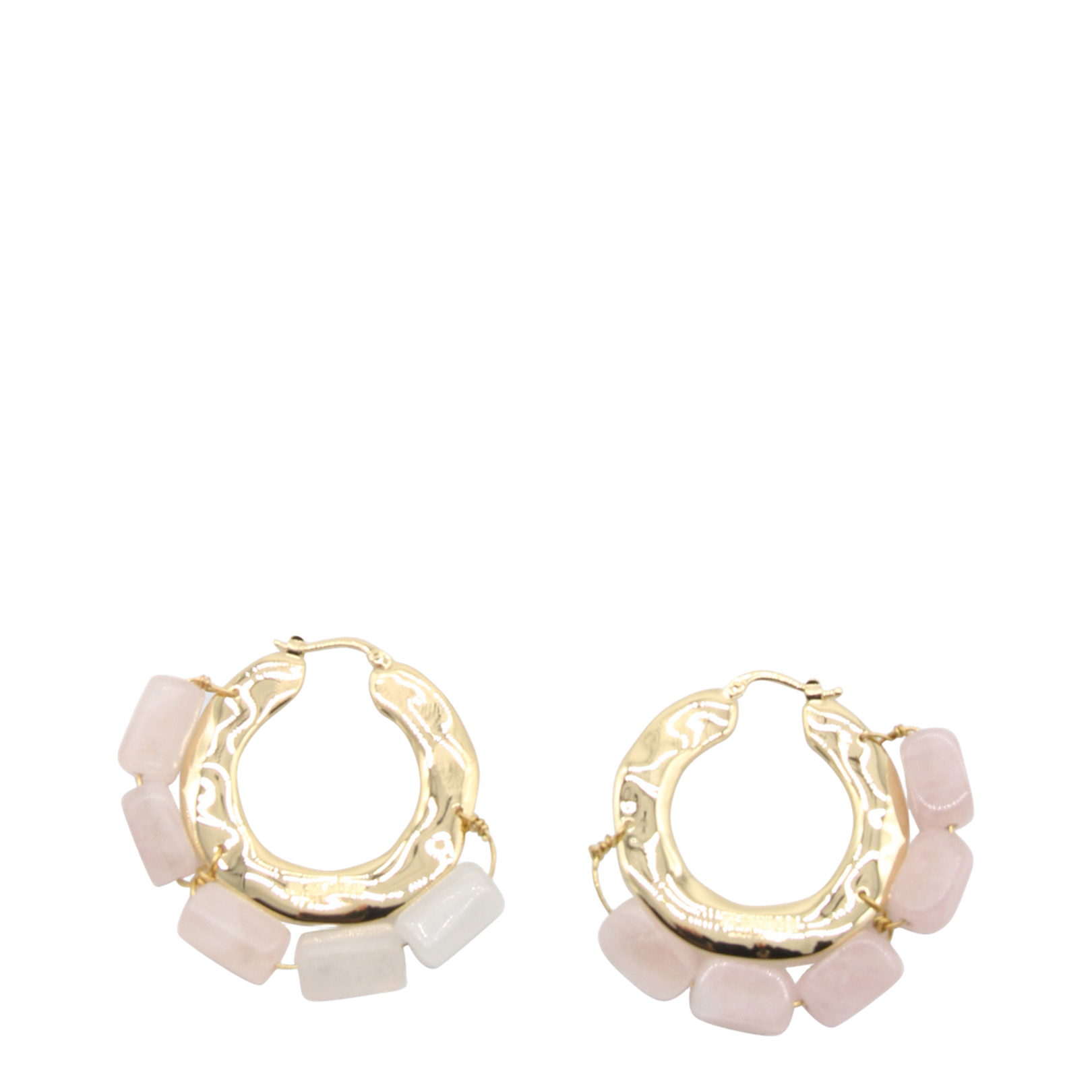 Brass Hoop Earrings with Jewels