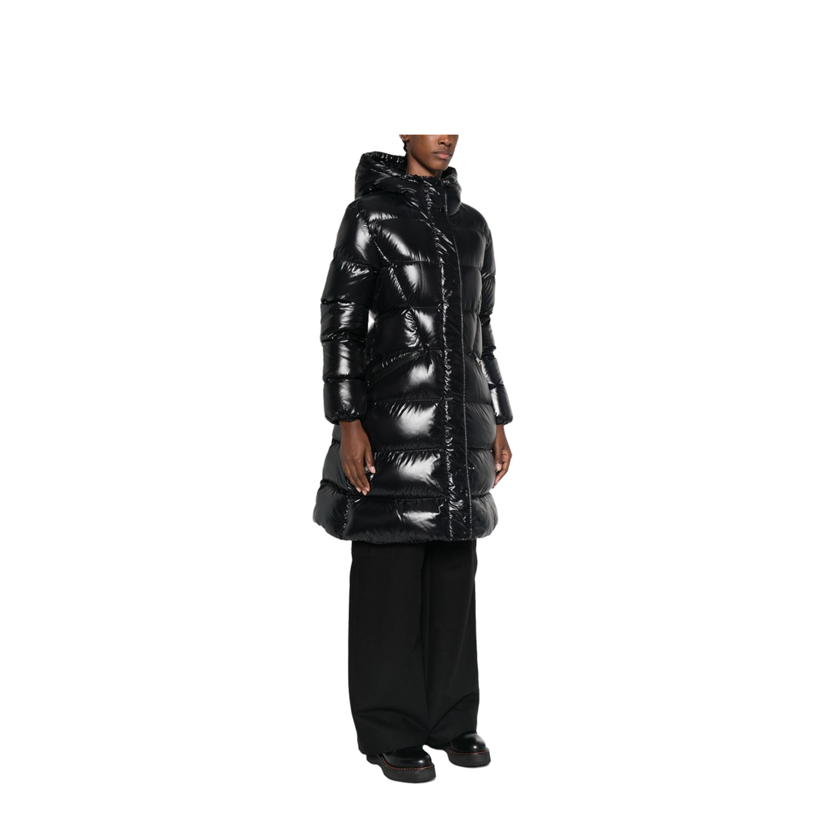 Black Bellevue Hooded Down Jacket