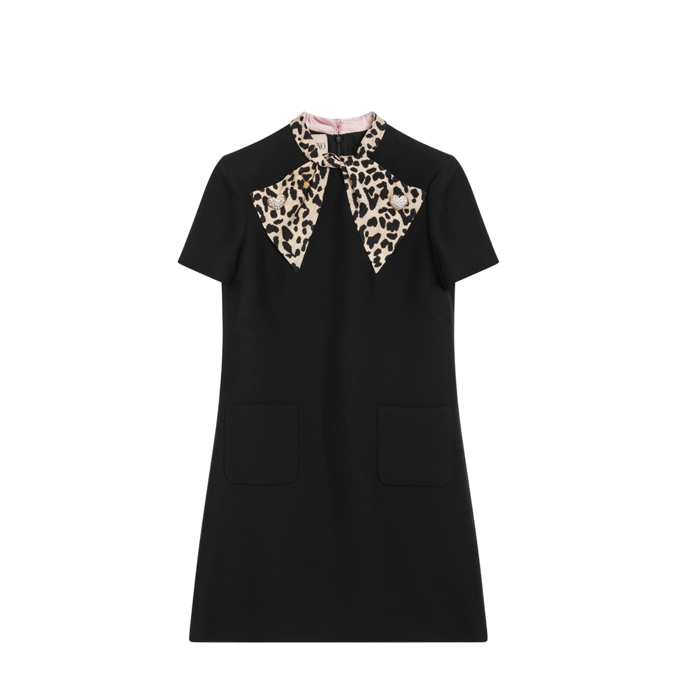 Black Dress with Bow on Front and Leopard Print