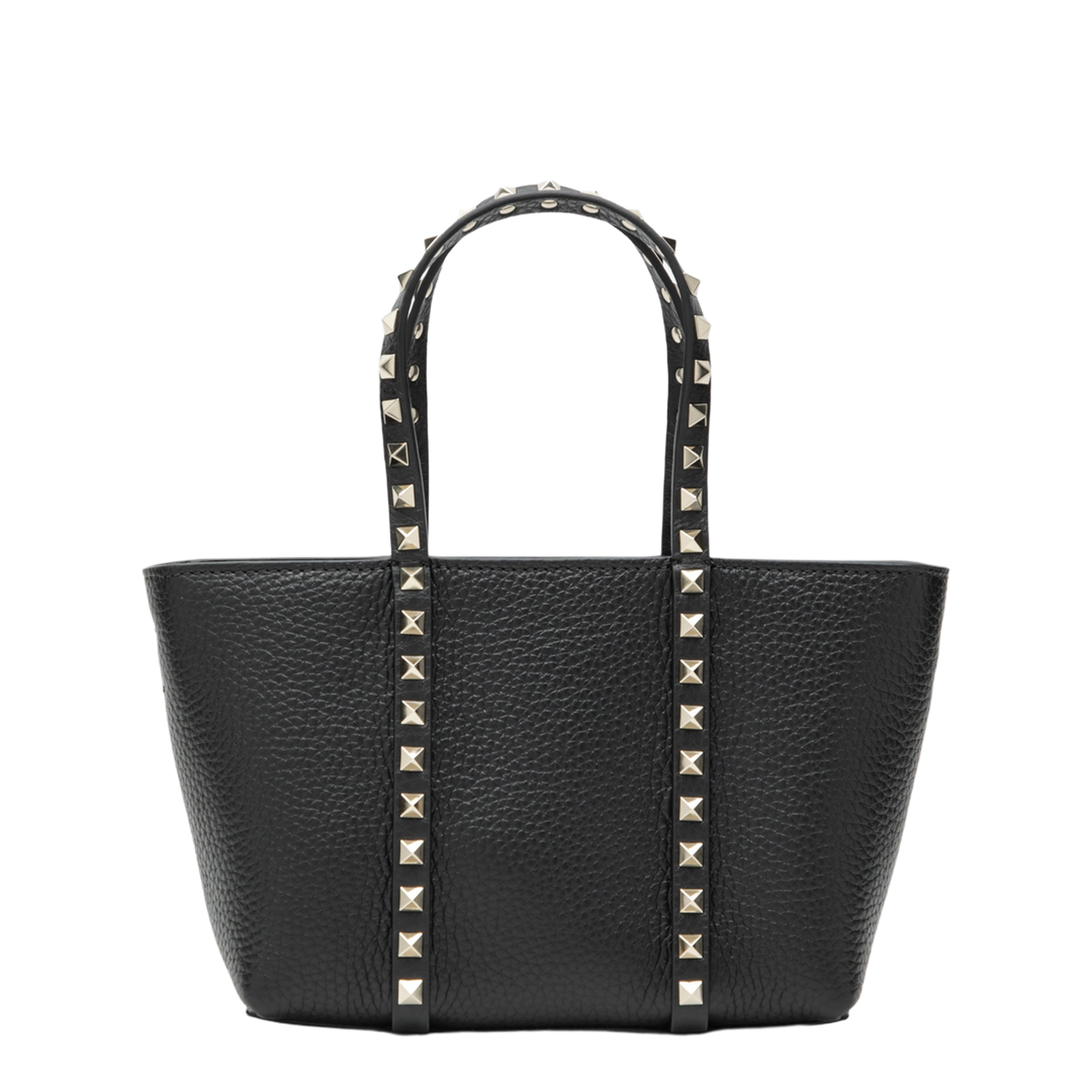 Rockstud Small Calfskin Shopping Bag - Black