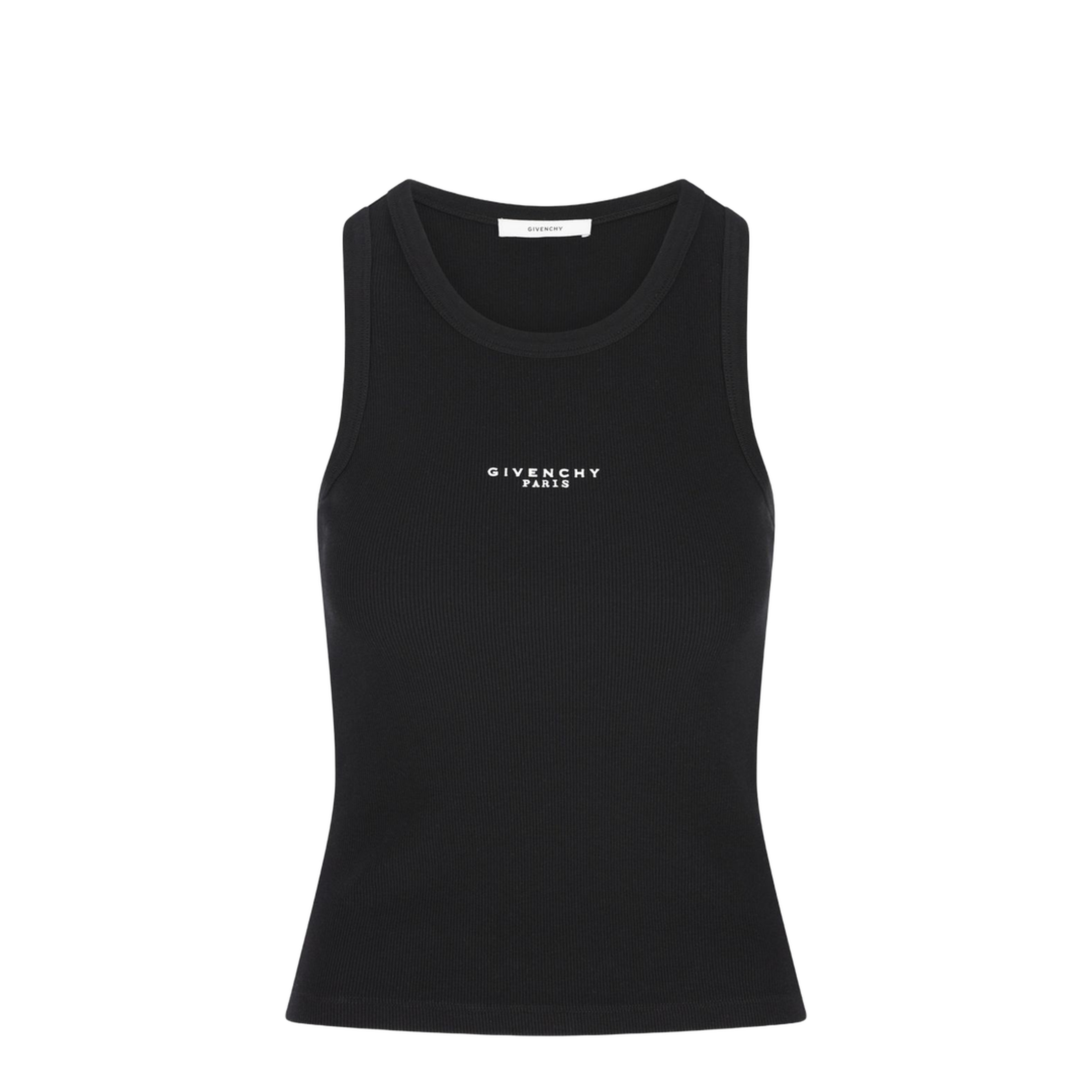 Black Slim-Cut Tank Top with Logo