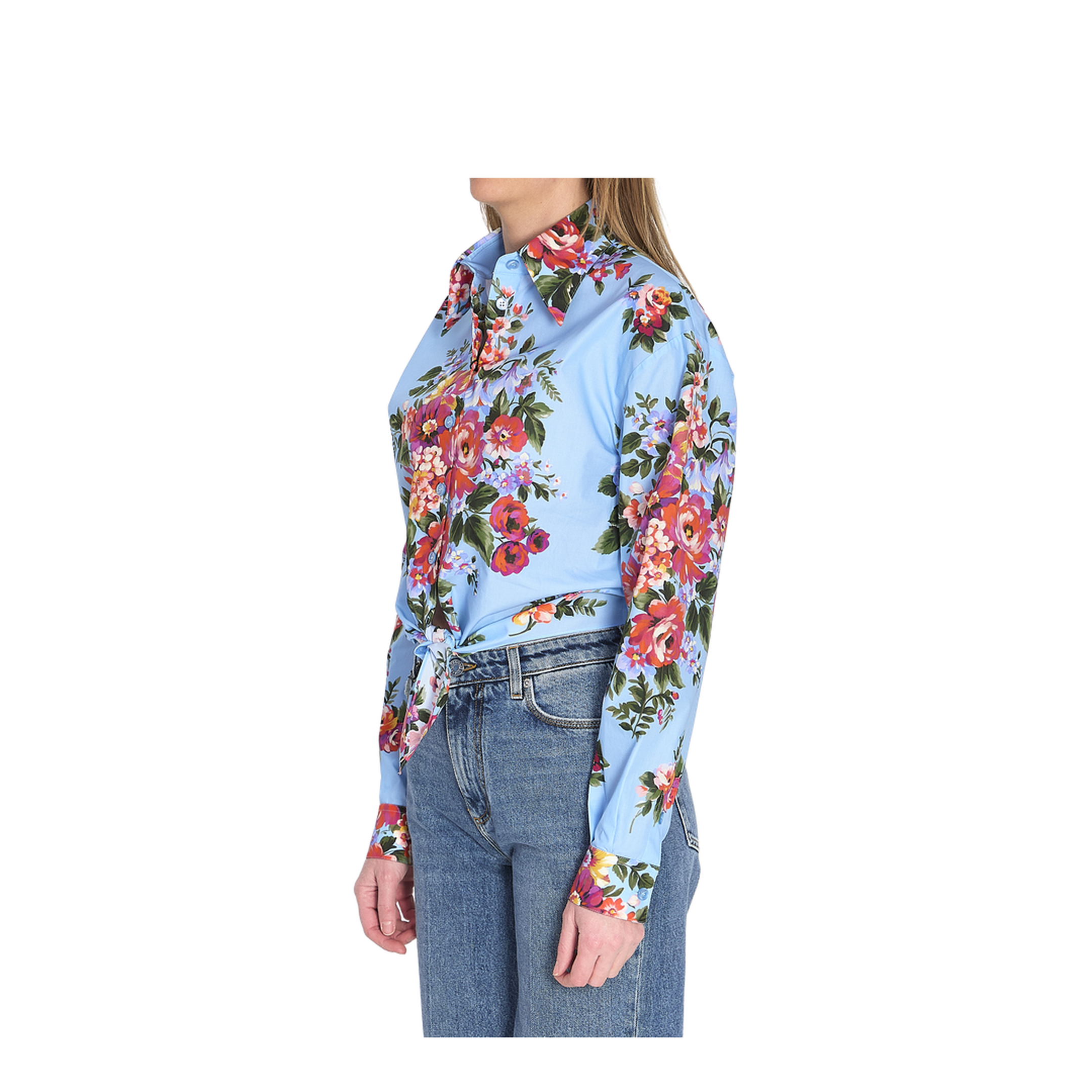 Floral bouquet-print cotton shirt