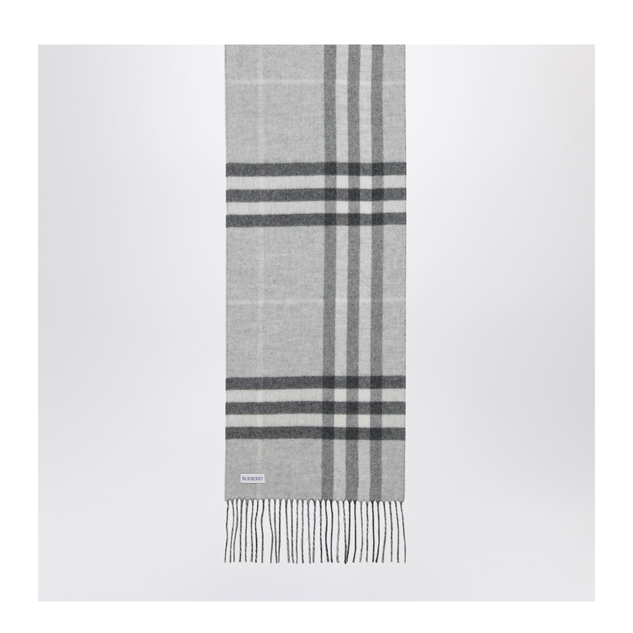 Reversible Check Cashmere Scarf In Grey