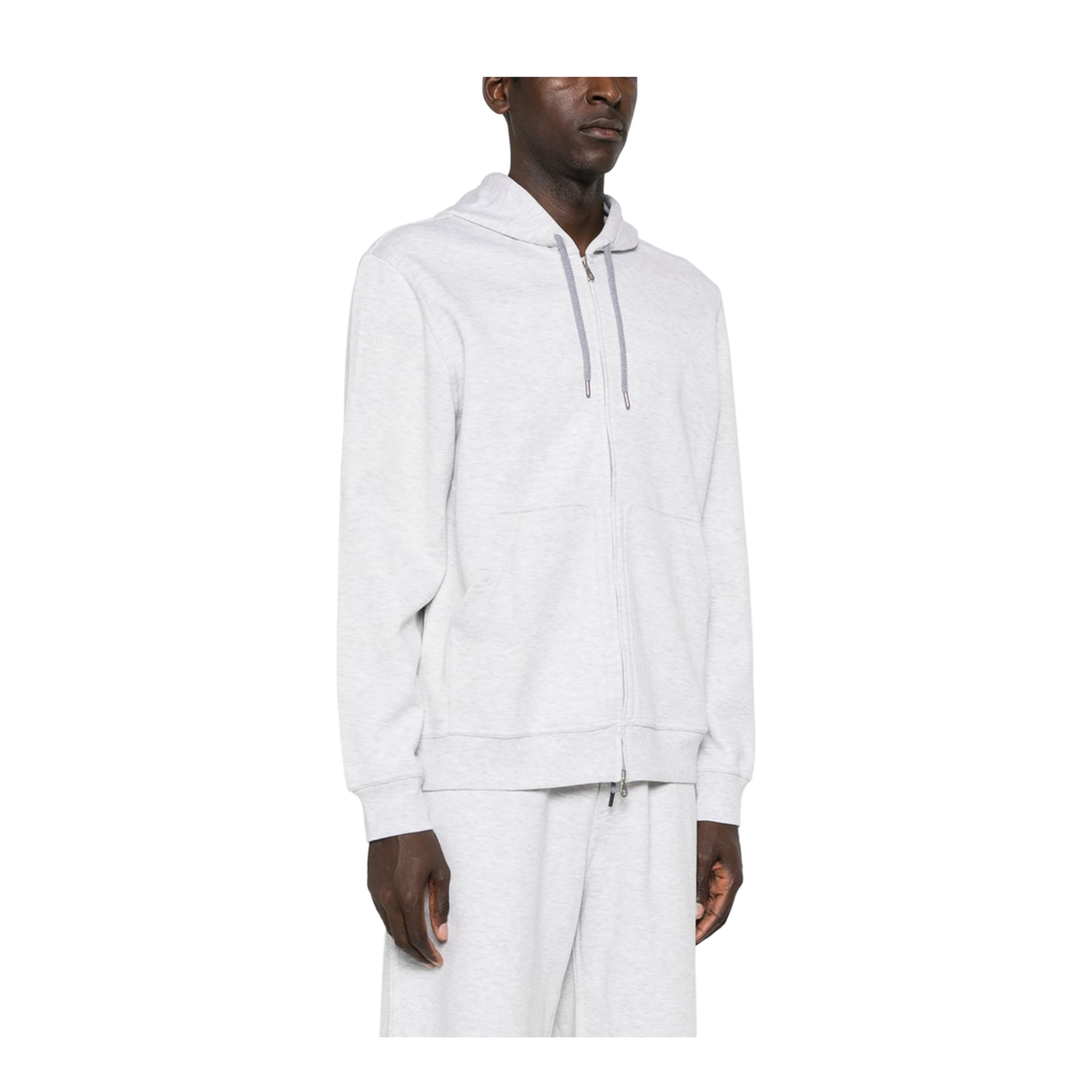 Heather Grey Cotton Blend Drawstring Hoodie