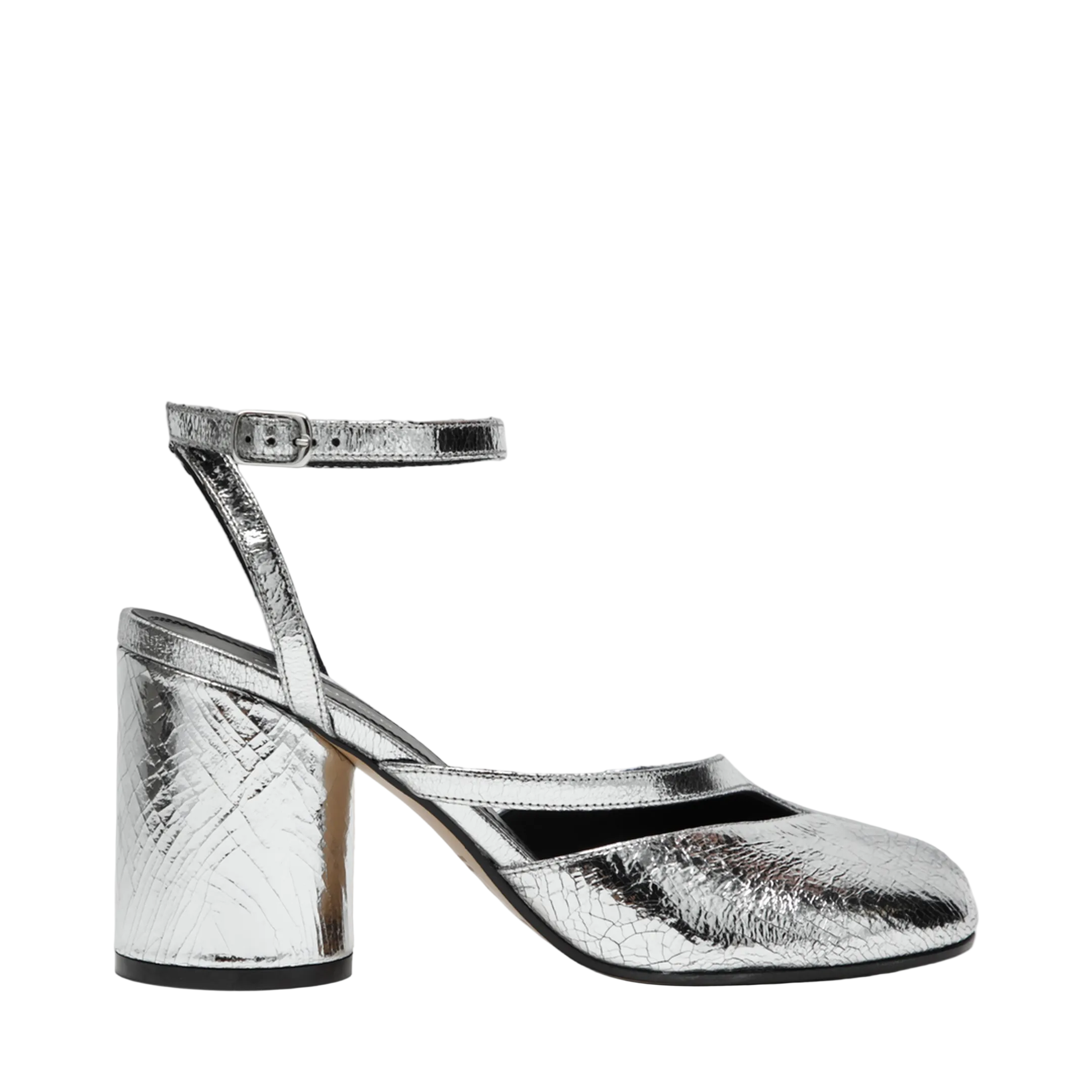 Silver Tabi Sandals In Broken Mirror Finish