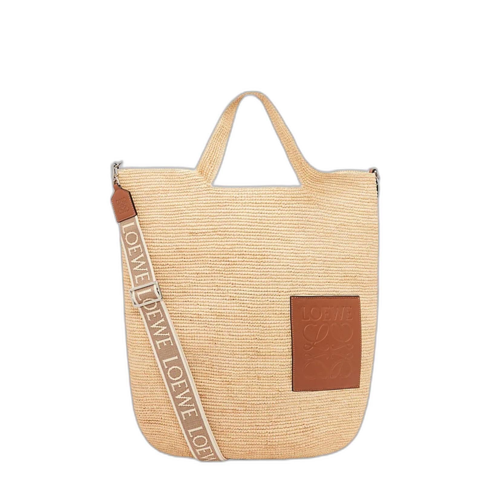 Large Slit Bag In Raffia And Calfskin