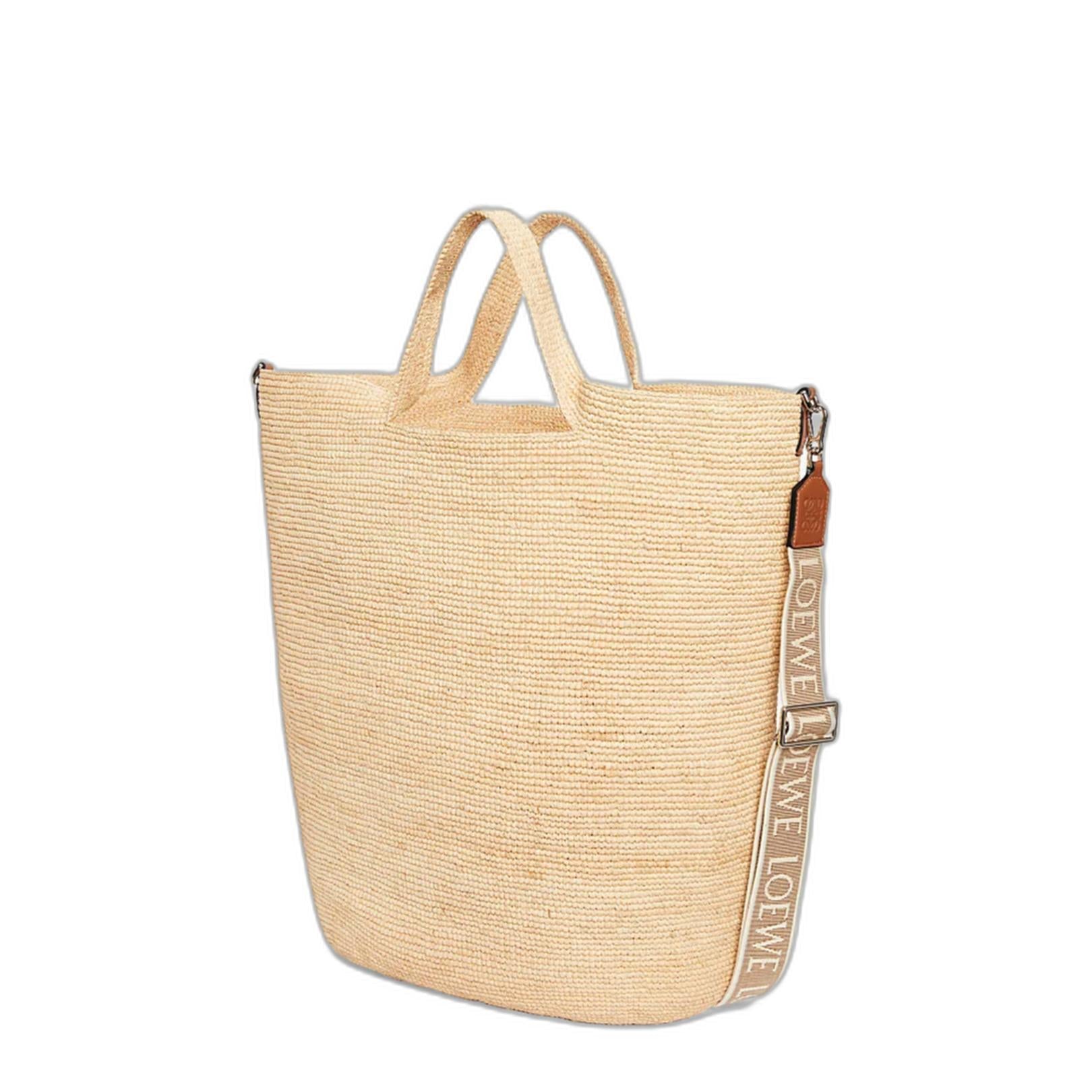 Large Slit Bag In Raffia And Calfskin
