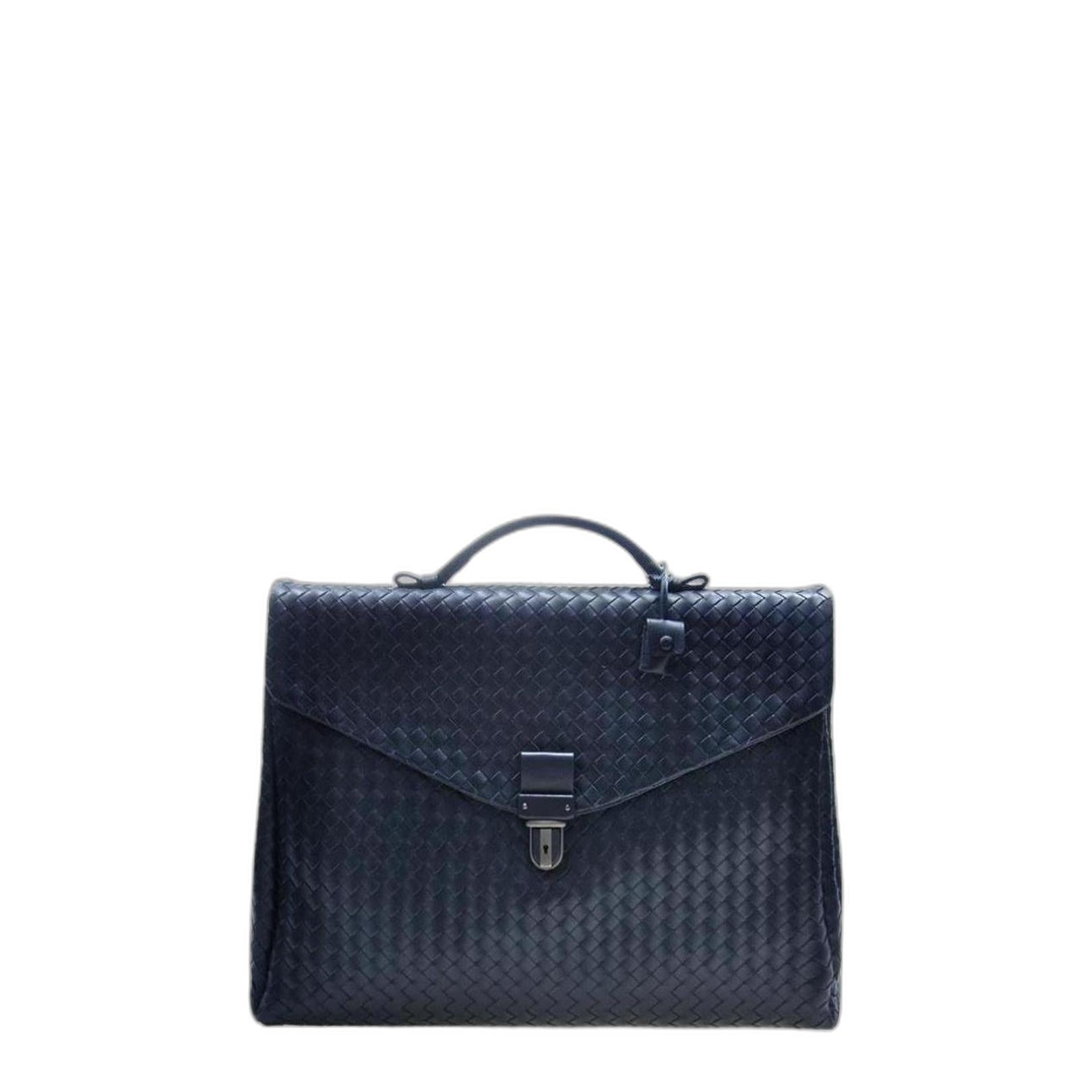 Intrecciato Briefcase Leather In Blue