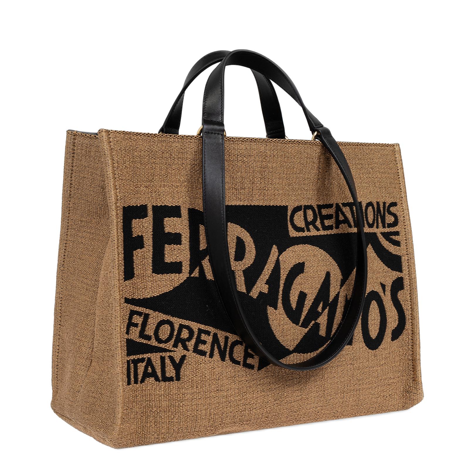 Natural And Black Raffia Tote Bag