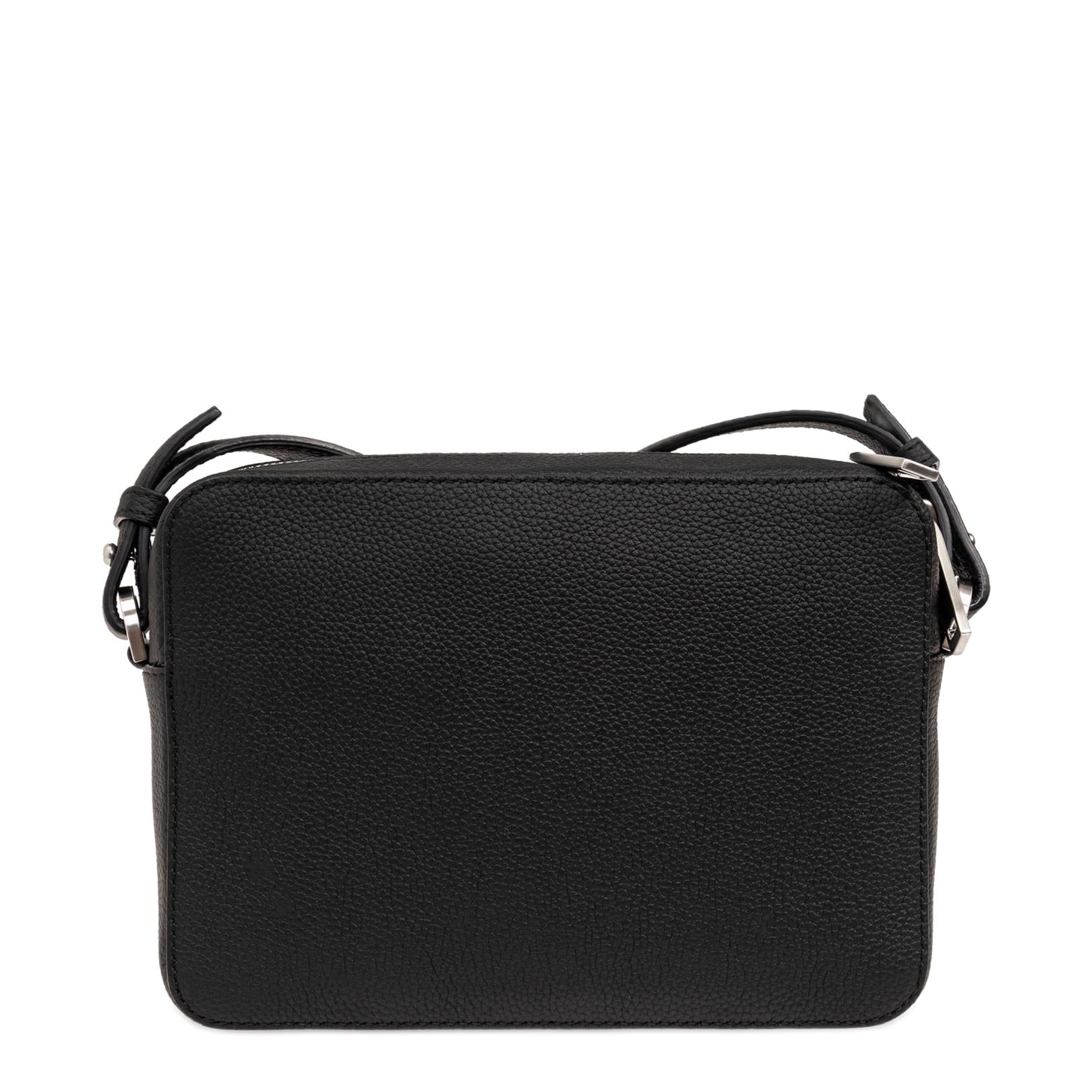 Grained Leather with Logo in Black
