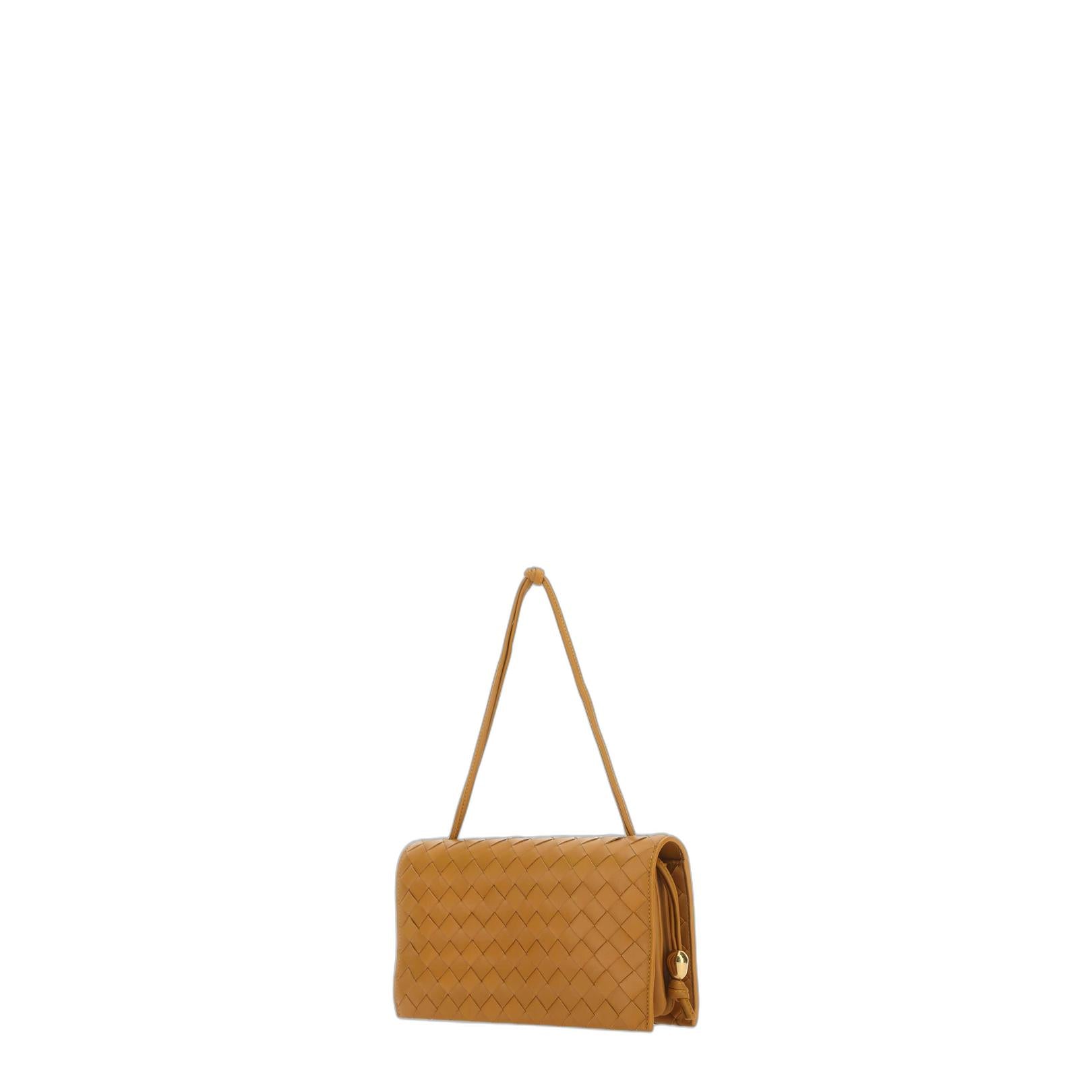 Ochre Leather Trio Pouch On Strap Shoulder Bag