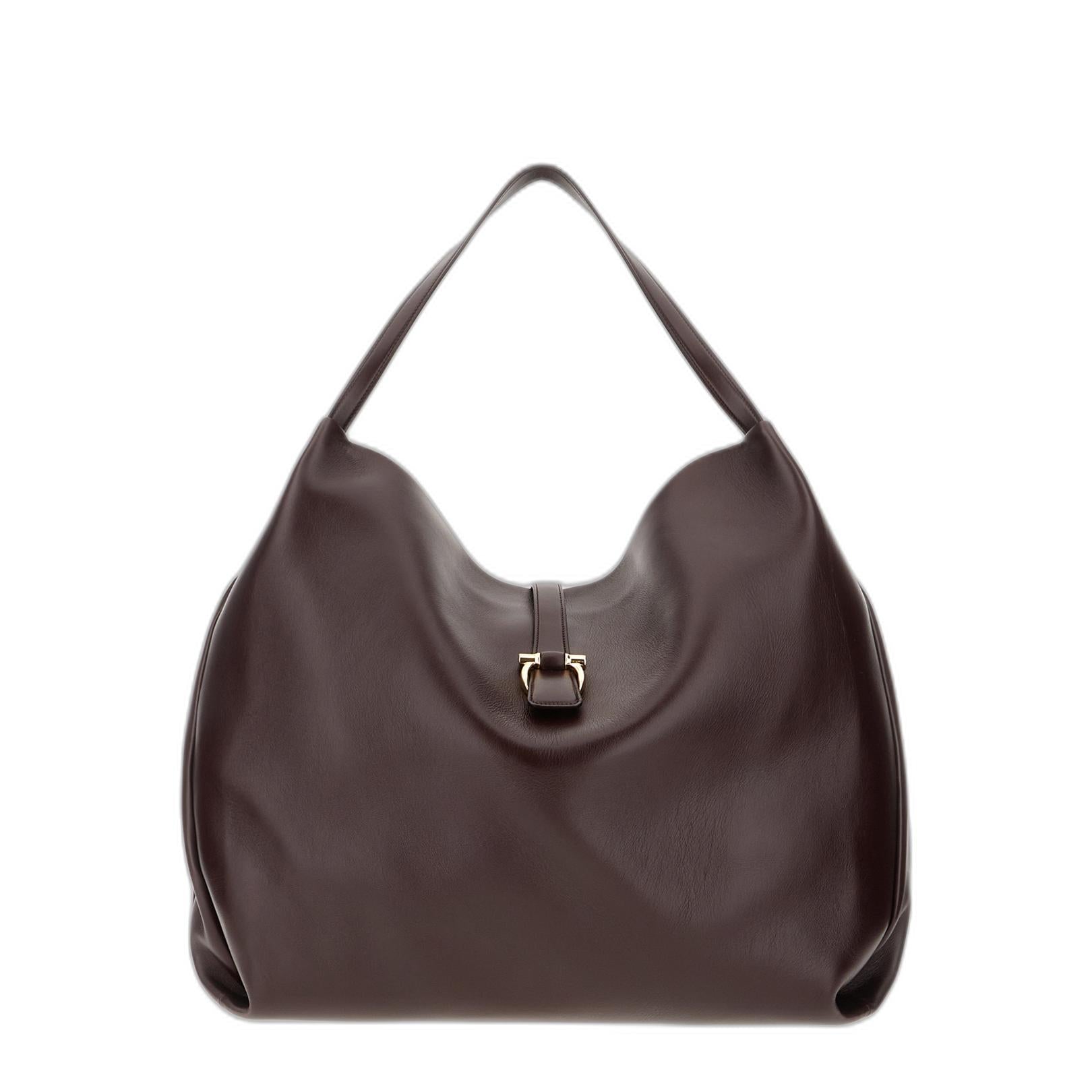 Aubergine Leather Shopping Bag