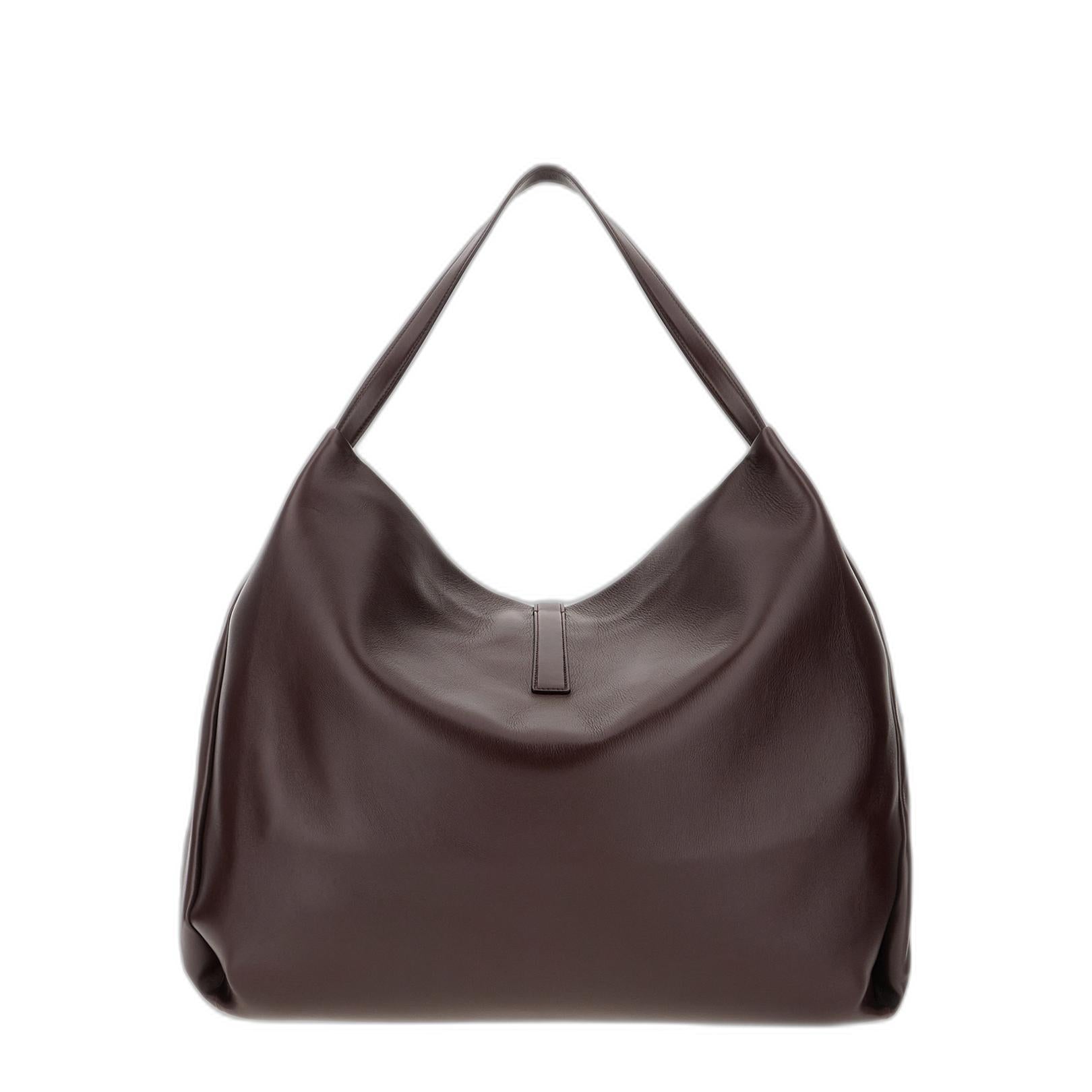Aubergine Leather Shopping Bag