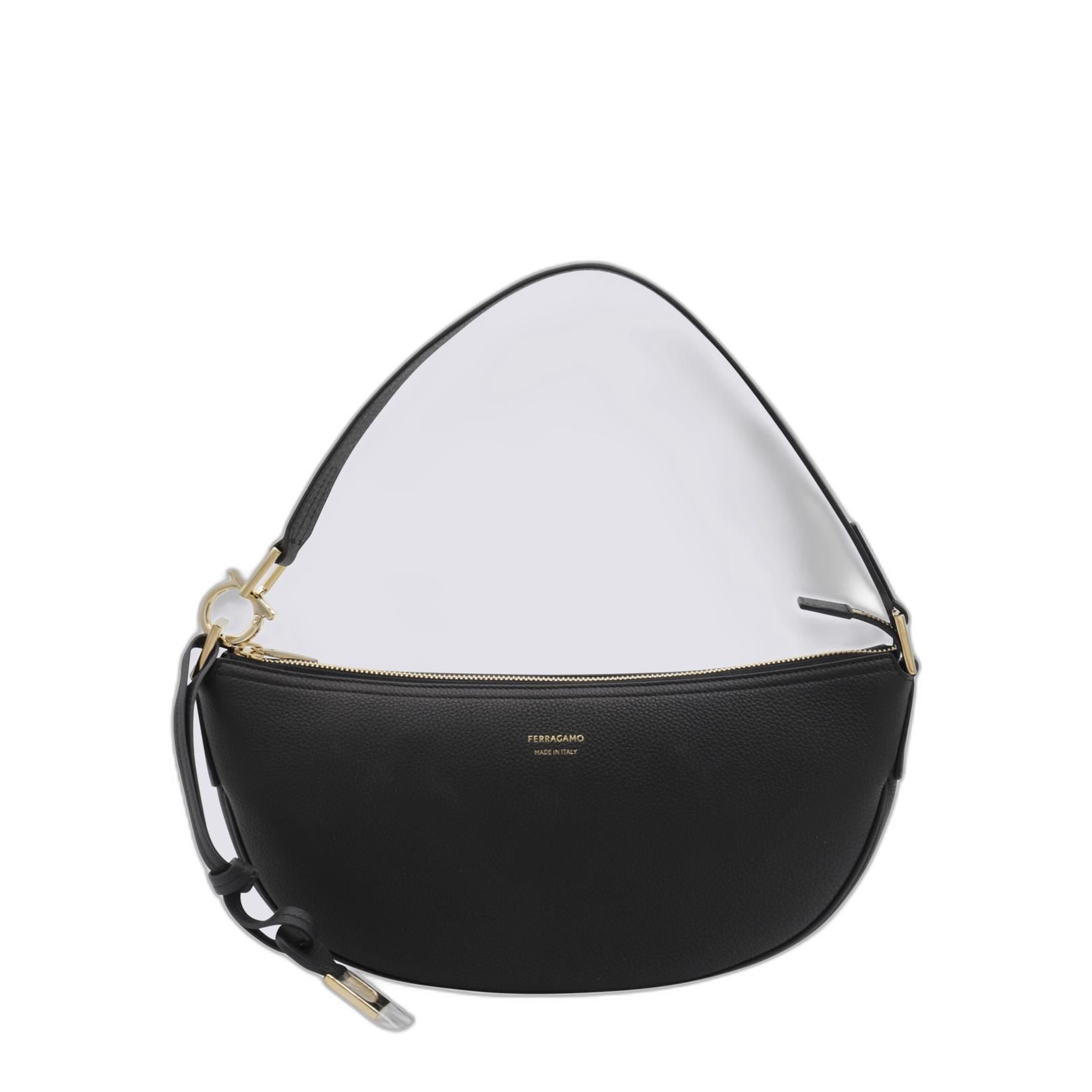 Ferragamo Black Leather Hobo Xs Crossbody Bag
