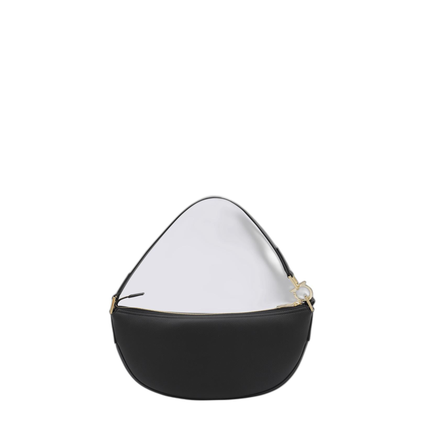 Ferragamo Black Leather Hobo Xs Crossbody Bag