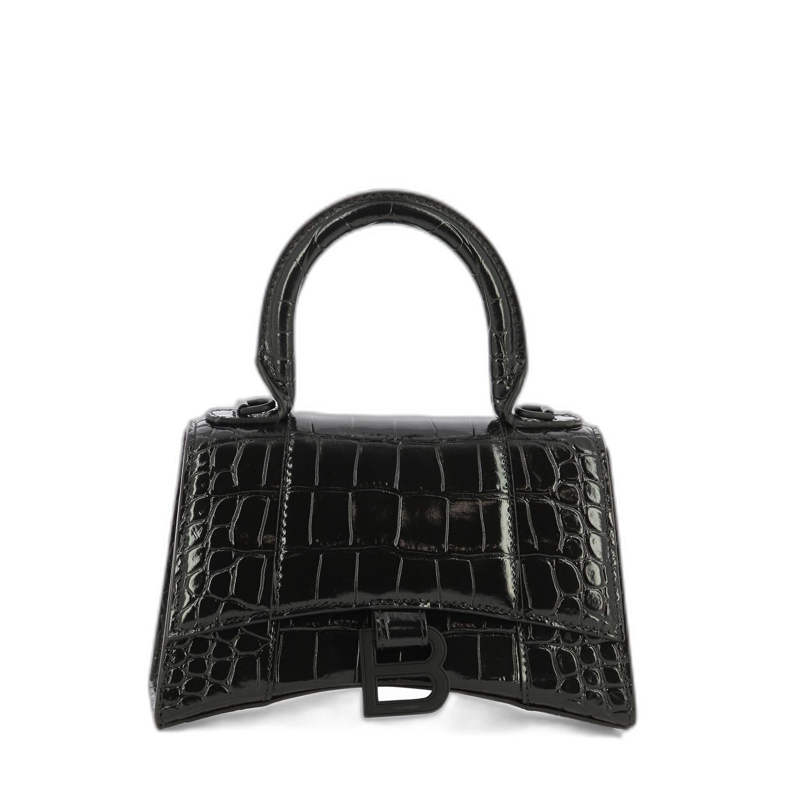 Hourglass Xs Handbag Crocodile Embossed
