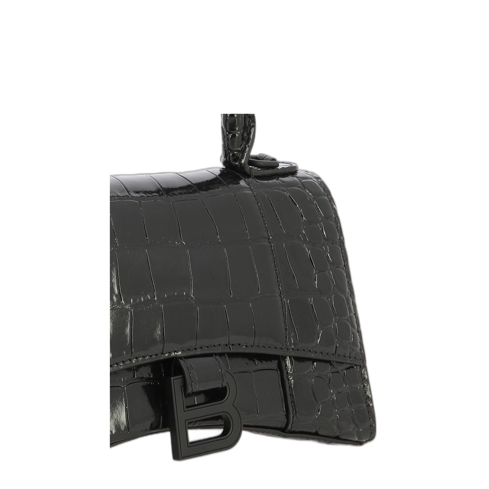 鳄鱼压纹沙漏XS手提包